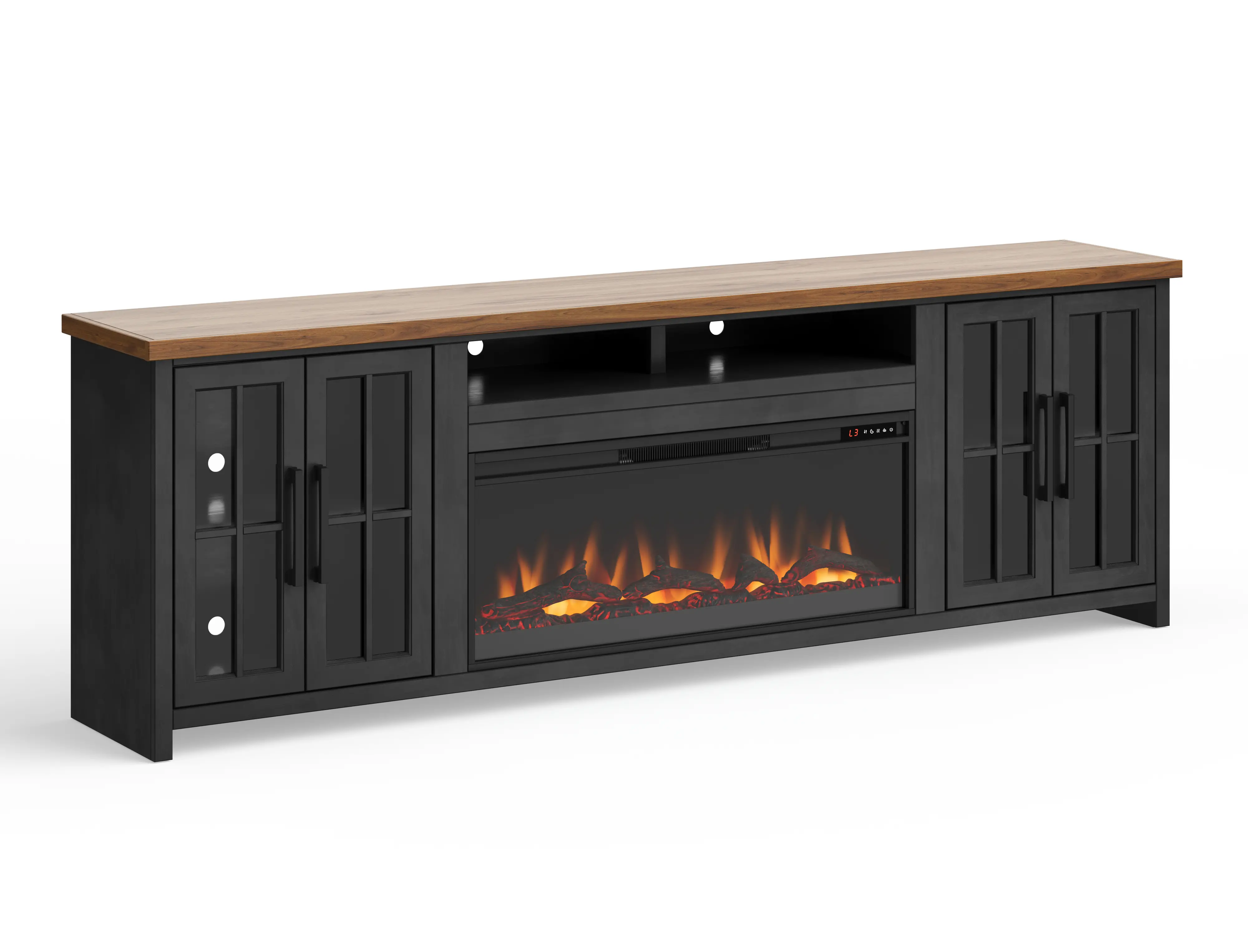 Essex Black and Brown 96 Fireplace TV Stand-2