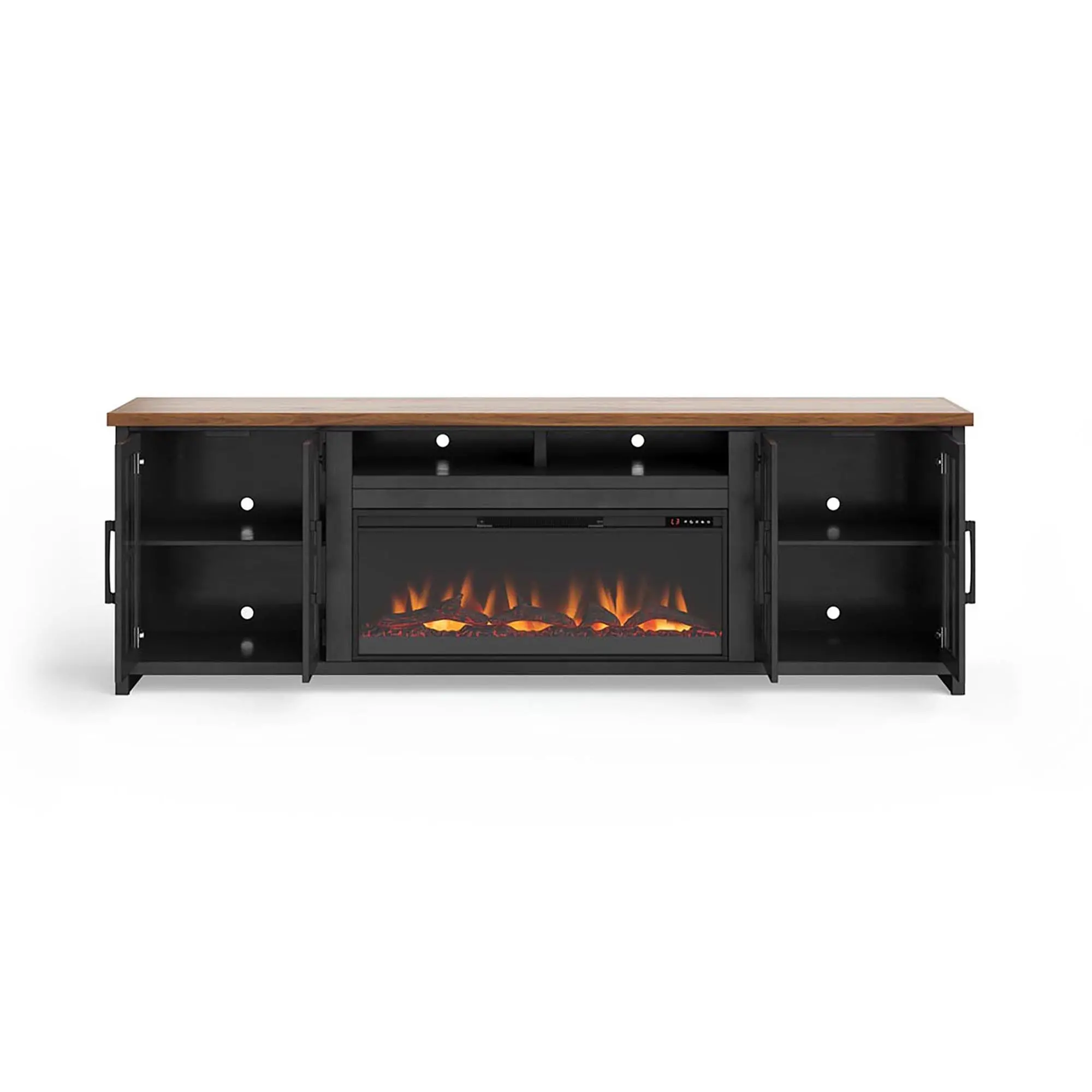 Essex Black and Brown 96 Fireplace TV Stand-3