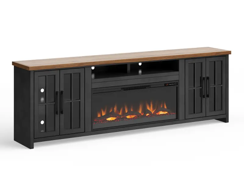 Essex Black and Brown Fireplace TV Stand