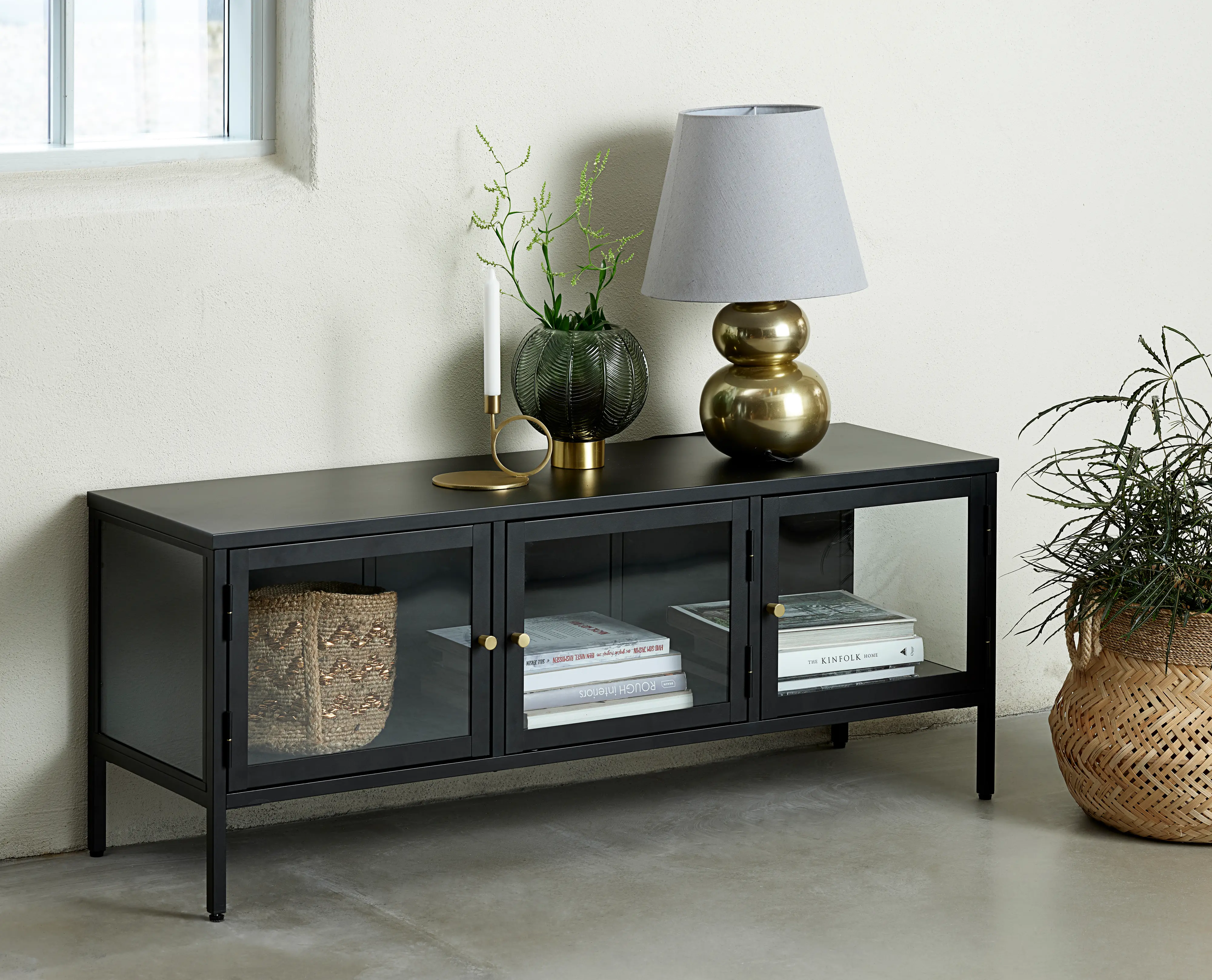 Carmel Black and Glass TV Stand-2