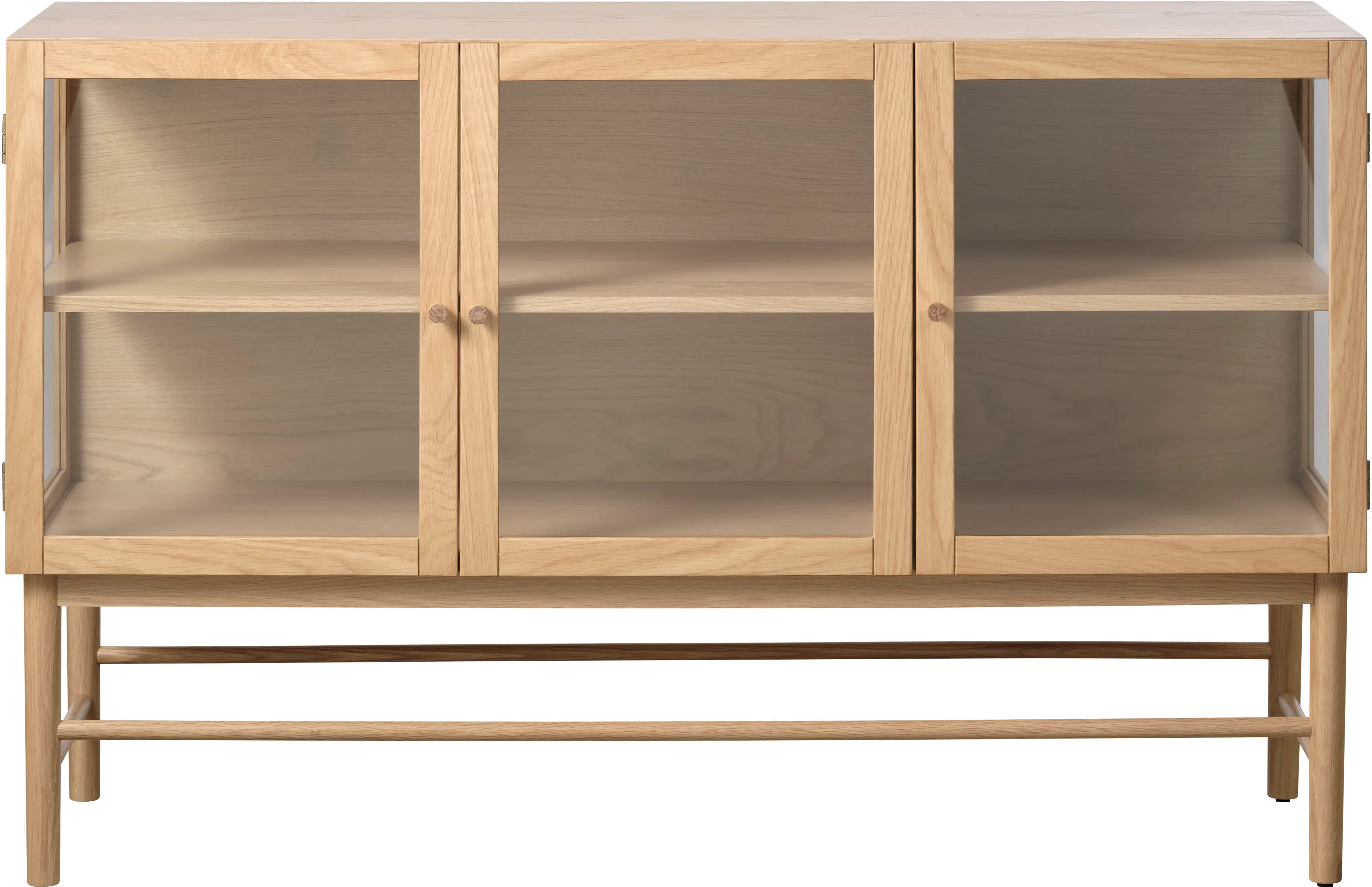 Elsa Natural Oak 3 Door Glass Panel Sideboard-1