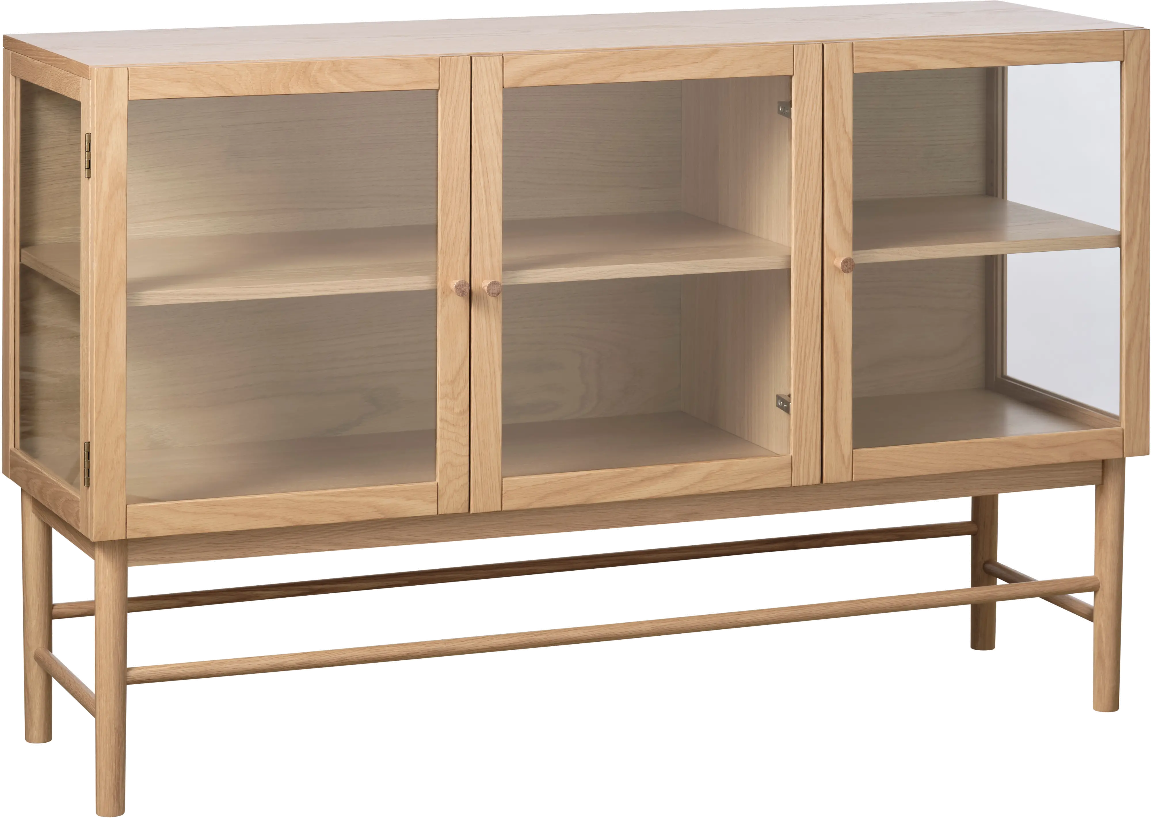 Elsa Natural Oak 3 Door Glass Panel Sideboard-3