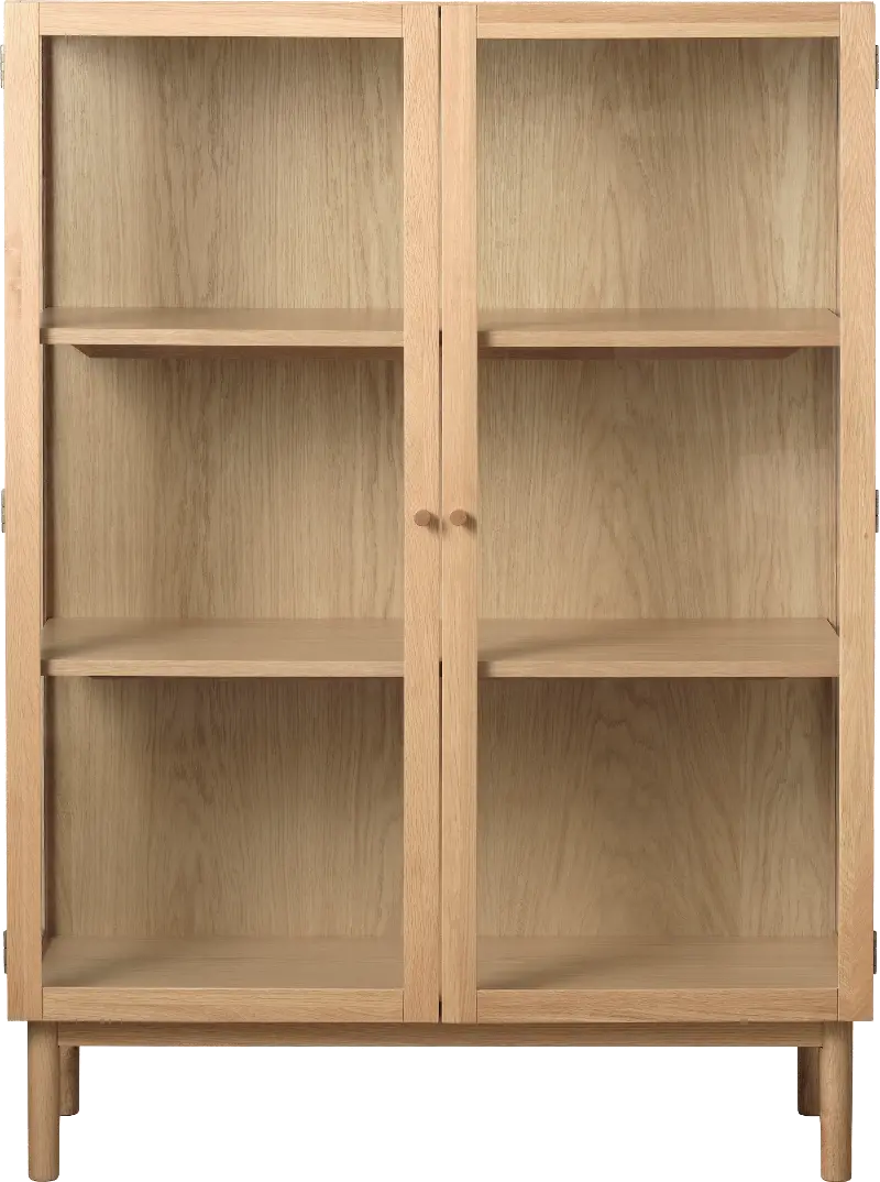 Elsa Natural Oak 55 Inch High Glass Panel Cabinet