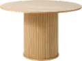 Nola Natural Oak Round Dining Table with Slatted Pedestal Base