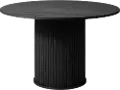 Nola Black Oak Round Dining Table with Slatted Pedestal Base