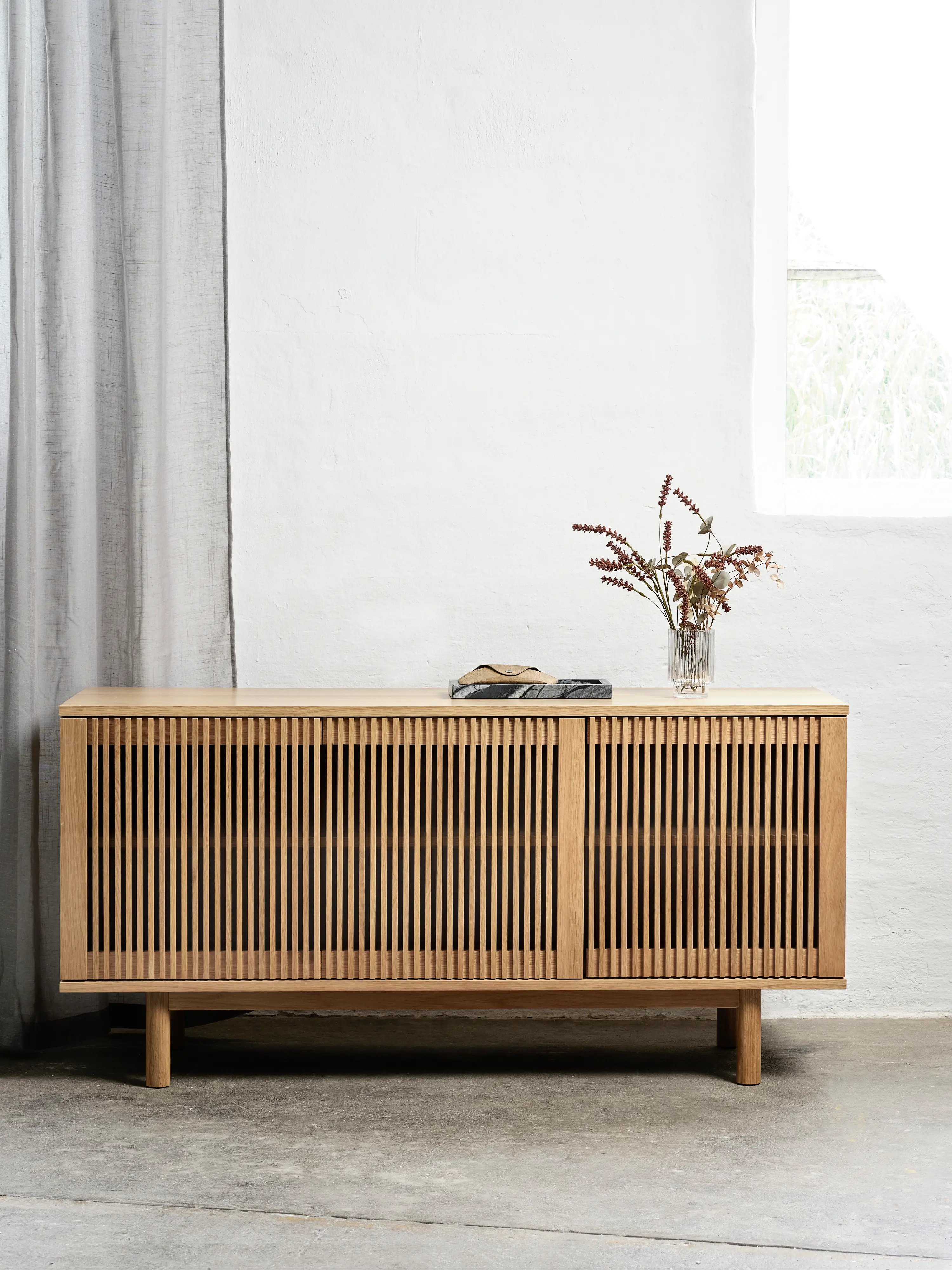 Tiber Natural Oak Sideboard with Slatted Doors-2