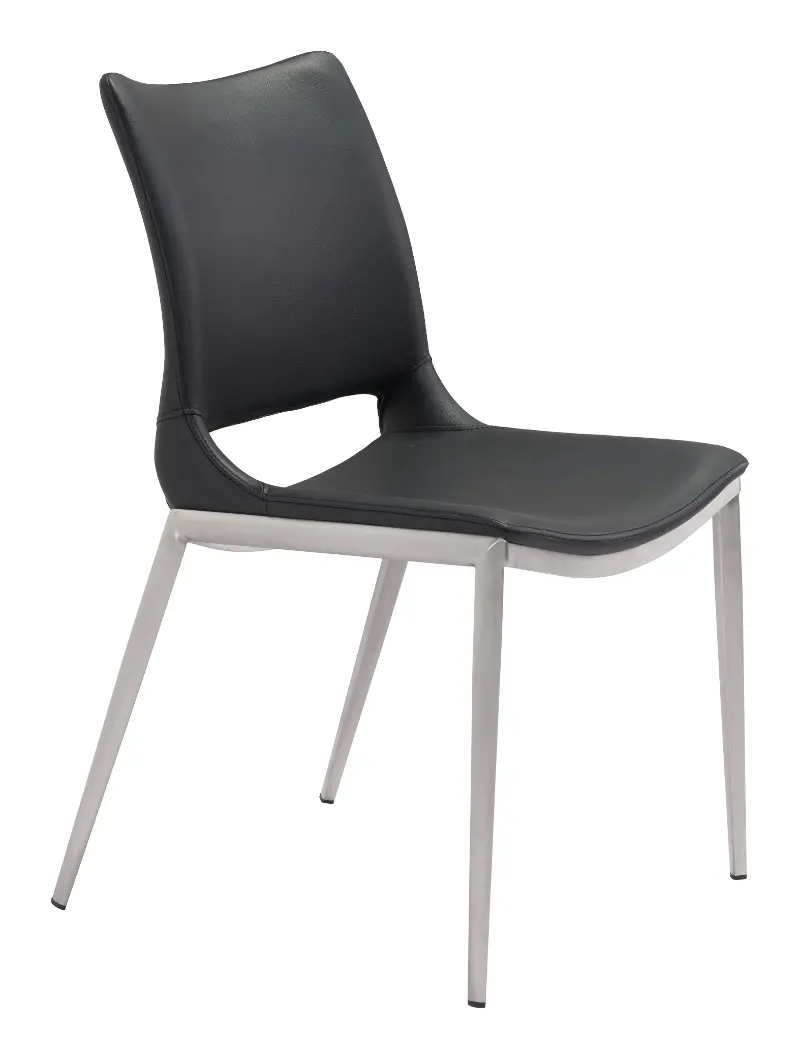 Milan Dining Chair Black & Silver, Set of 2