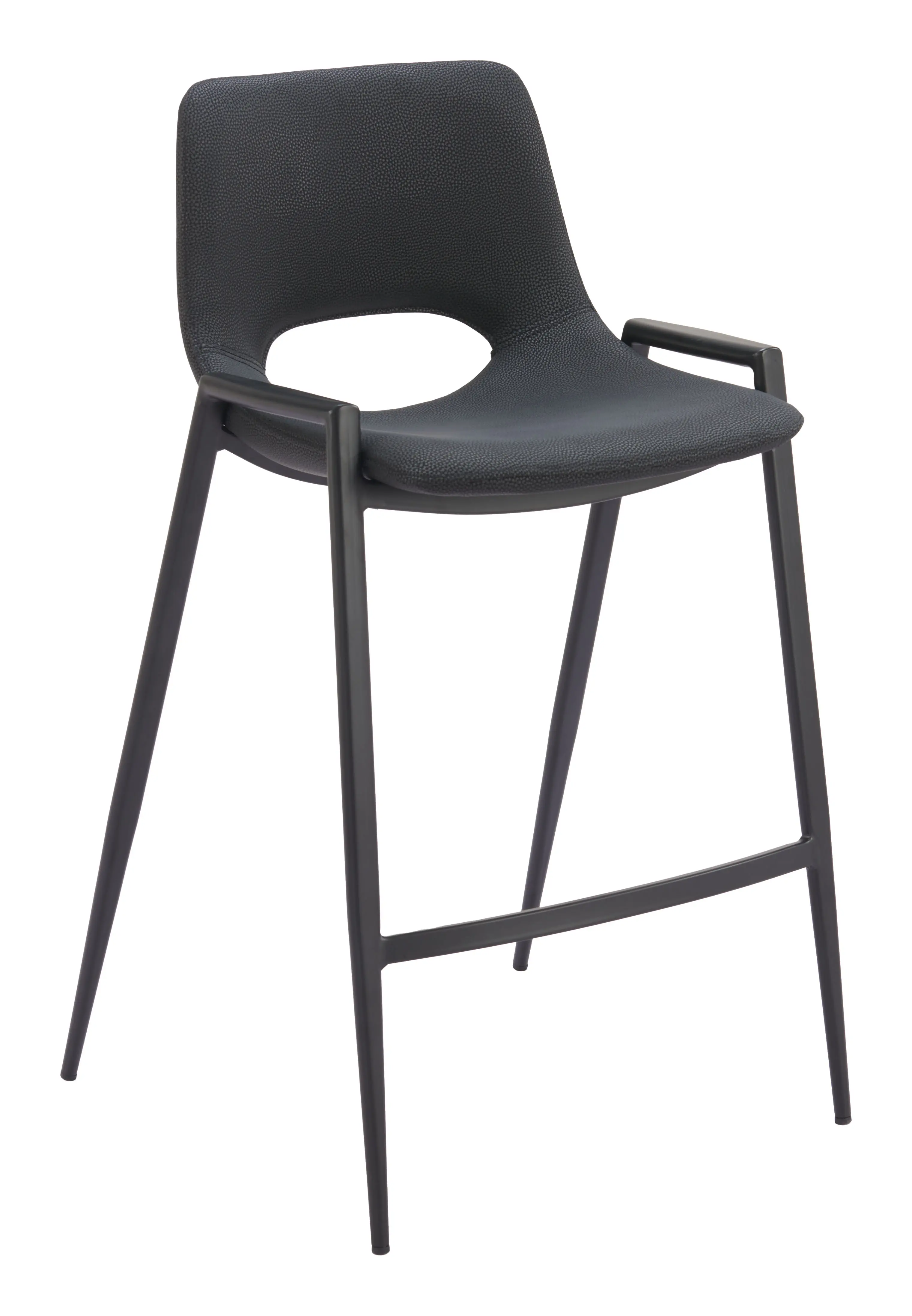 Sant’Anastasia Black Faux Leather Counter Stool, Set of 2-1