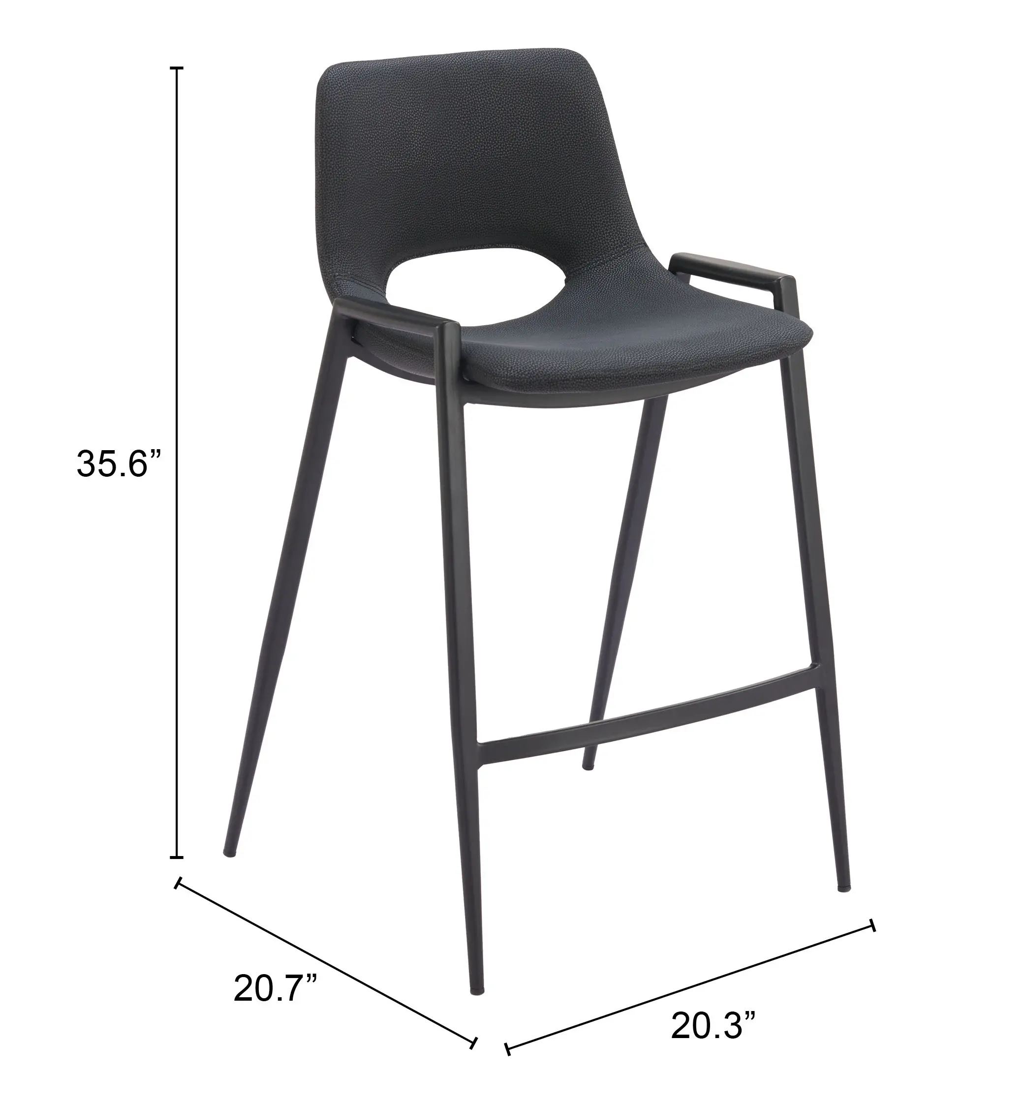 Sant’Anastasia Black Faux Leather Counter Stool, Set of 2-3