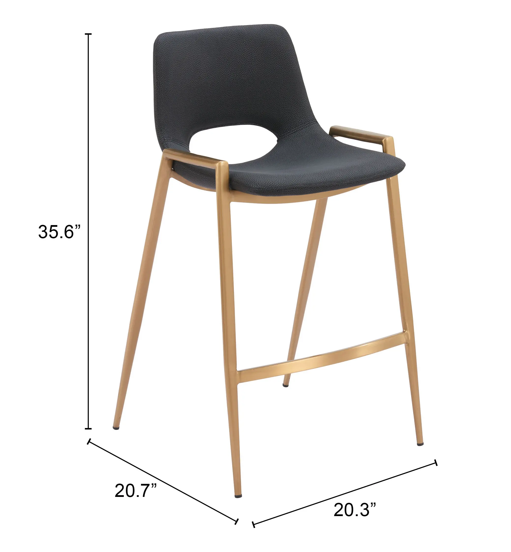 Sant’Anastasia Black and Gold Faux Leather Counter Stool, Set of 2-3