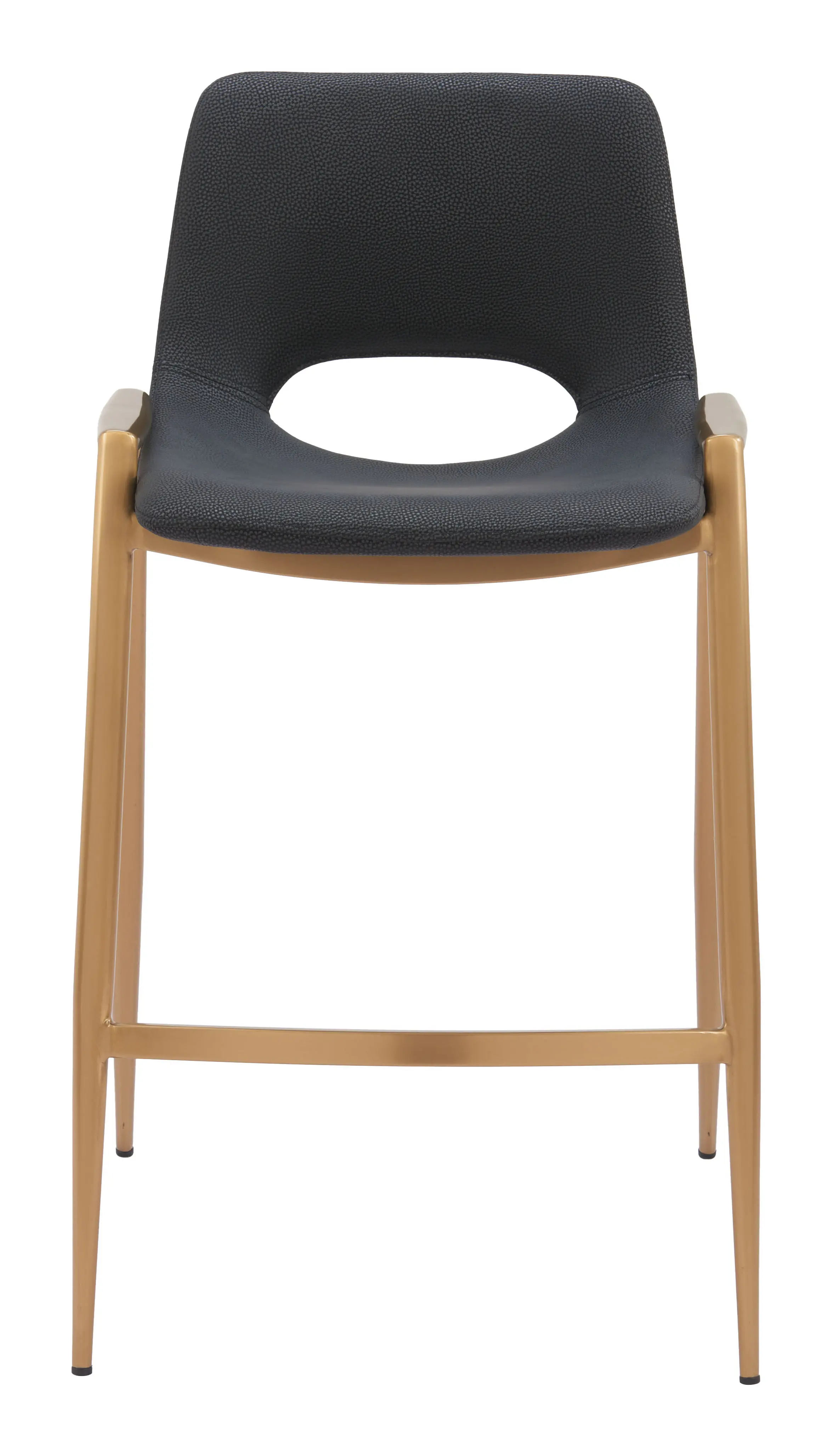 Sant’Anastasia Black and Gold Faux Leather Counter Stool, Set of 2-4