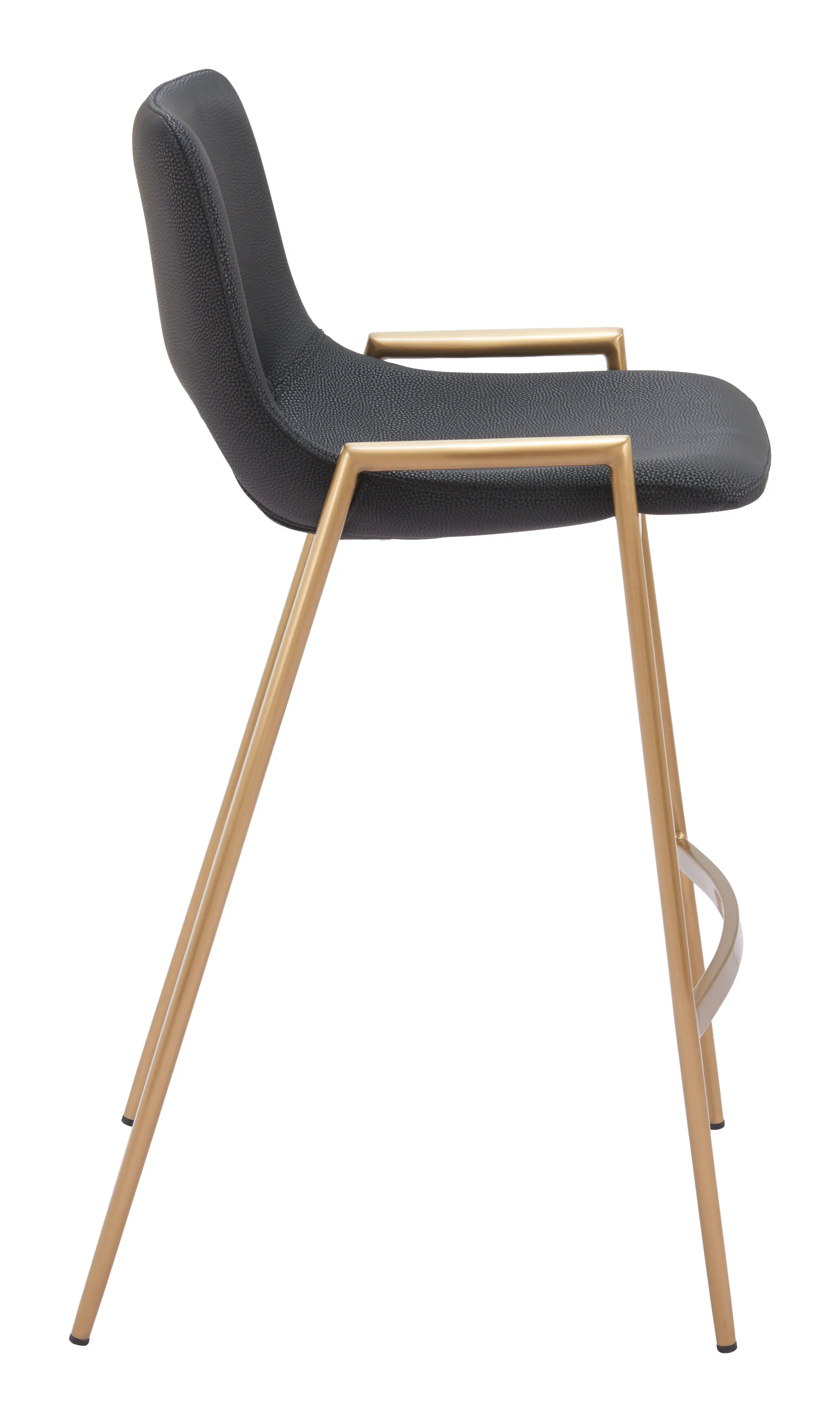 Sant’Anastasia Black and Gold Faux Leather Counter Stool, Set of 2-5