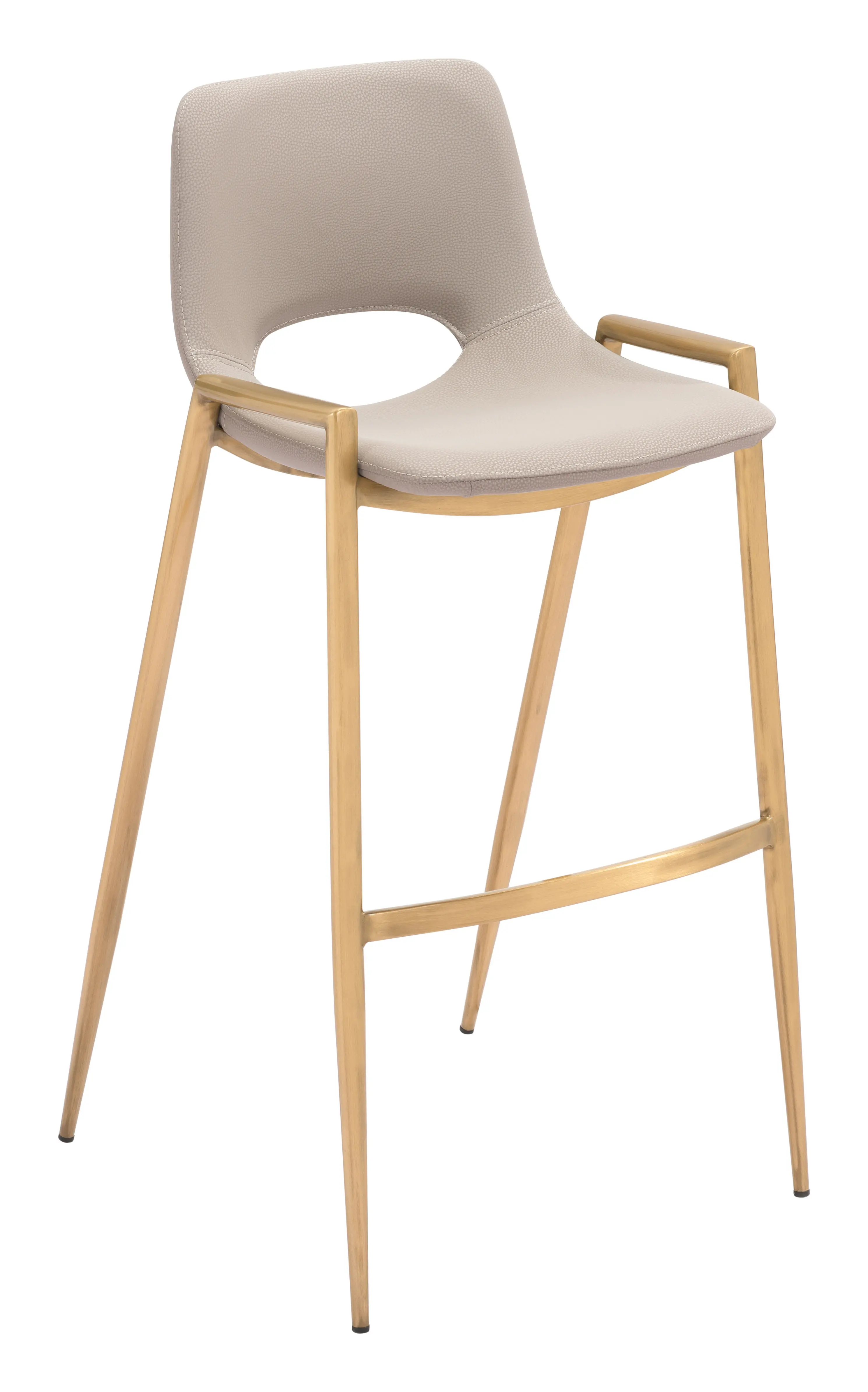 Sant’Anastasia Beige and Gold Faux Leather Counter Stool, Set of 2-1