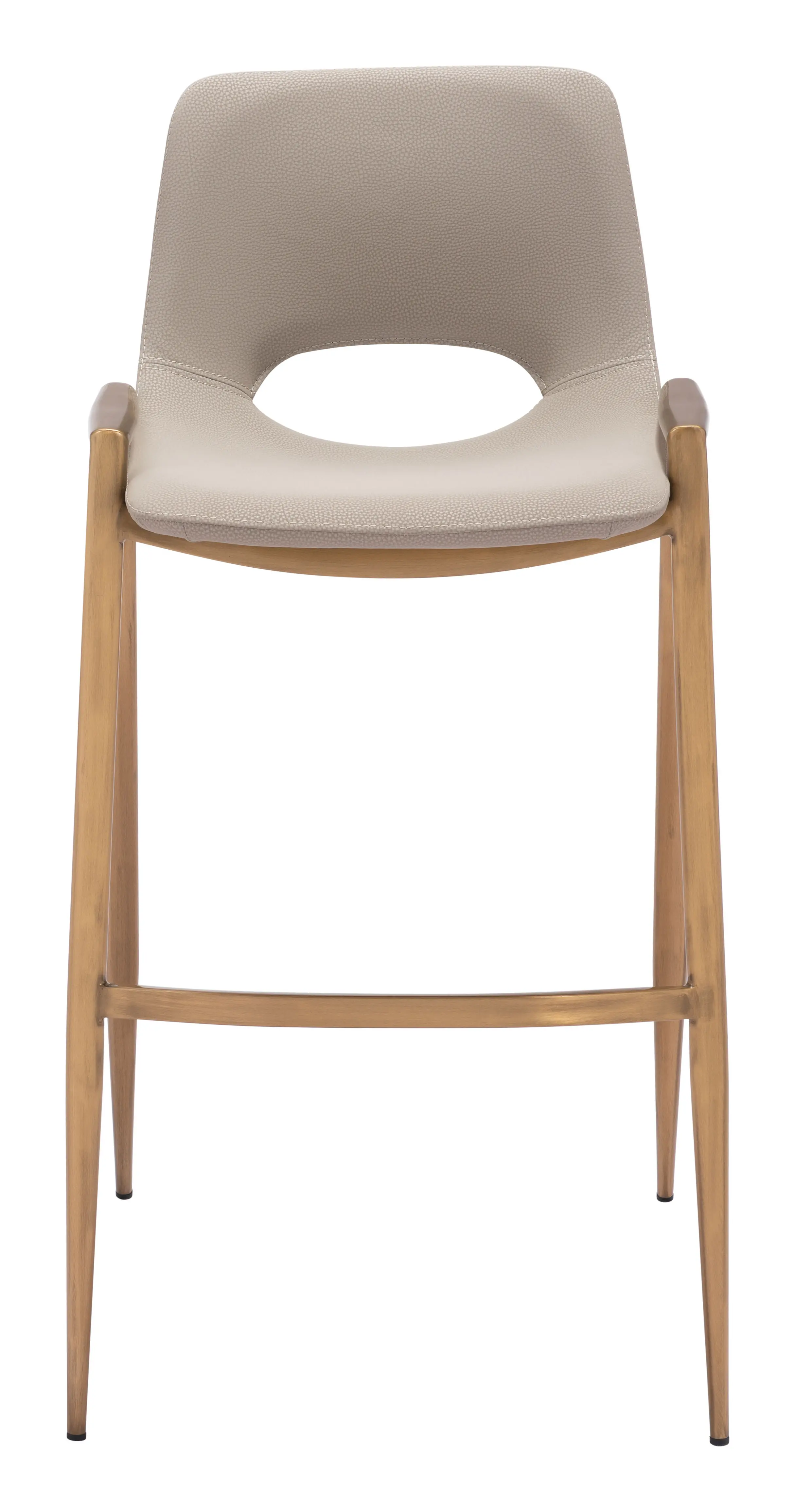 Sant’Anastasia Beige and Gold Faux Leather Counter Stool, Set of 2-4