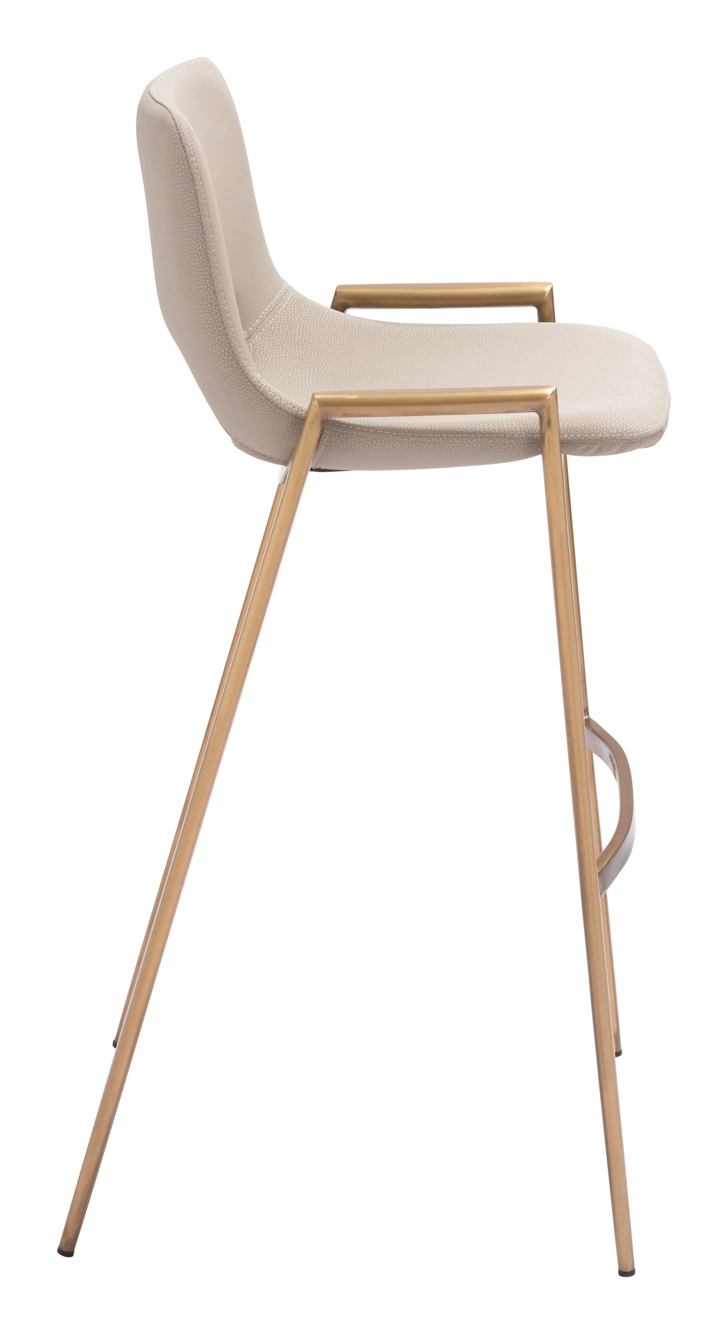 Sant’Anastasia Beige and Gold Faux Leather Counter Stool, Set of 2-5