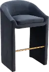 Meda Midnight Gray Velvel Barstool