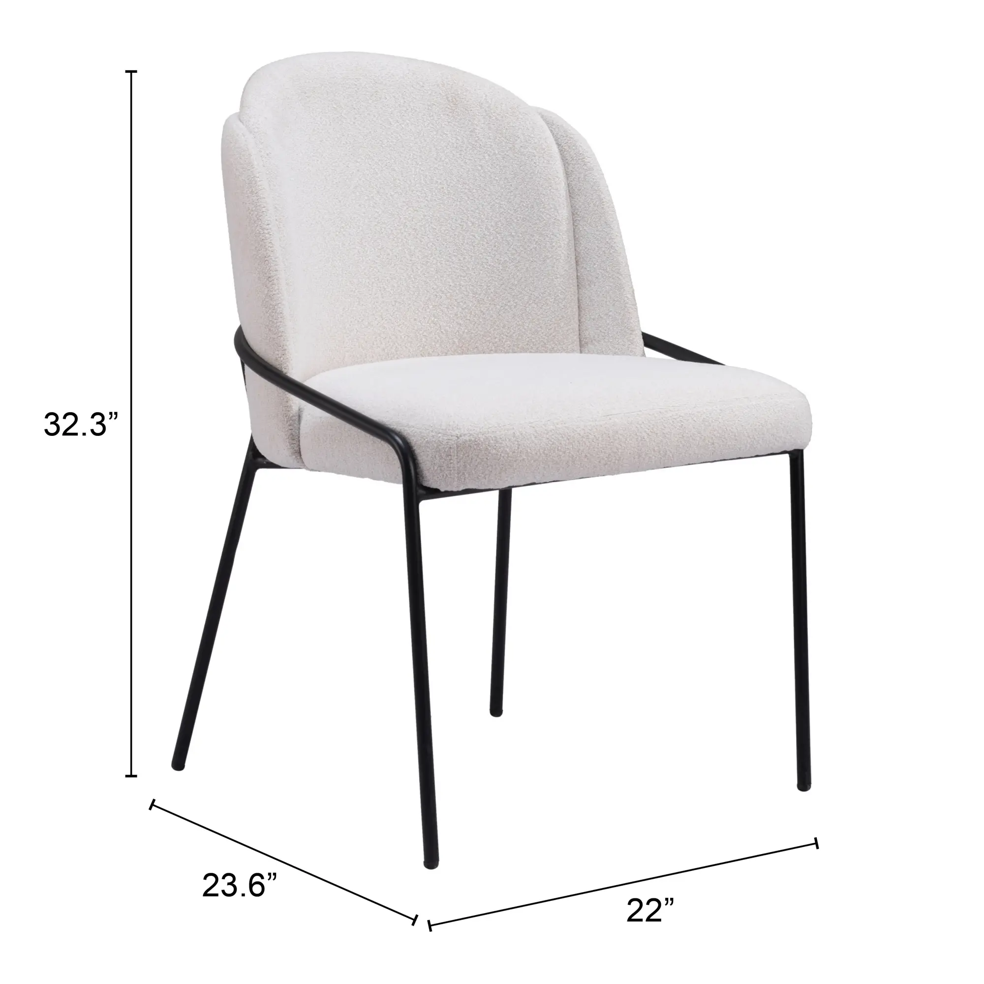 Baranzate Ivory Shearling Dining Chair, Set of 2-3