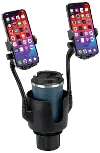 IA063B Hands Free Duo Deluxe Cup Holder with Dual Mobile Phone Holder