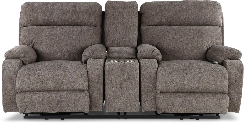 Regenerator Gray Power Reclining Loveseat with Heat and Massage