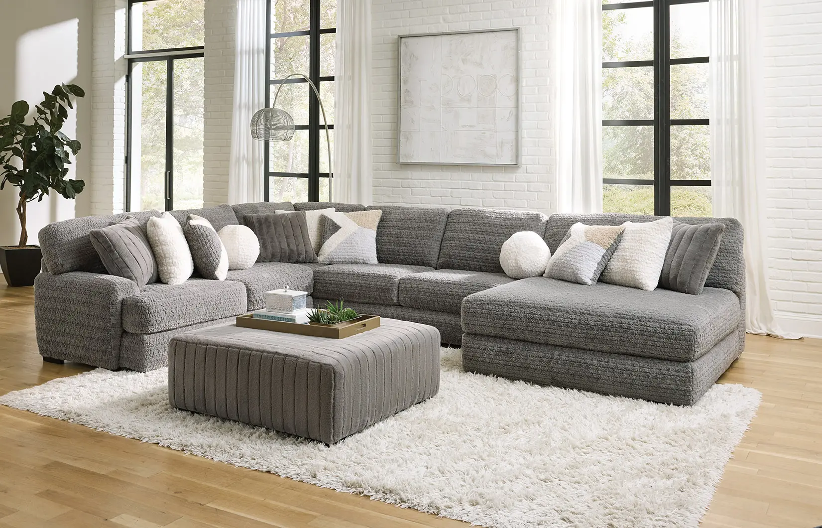 Hendrix Gray 3 Piece Sectional with Double Chaise-2