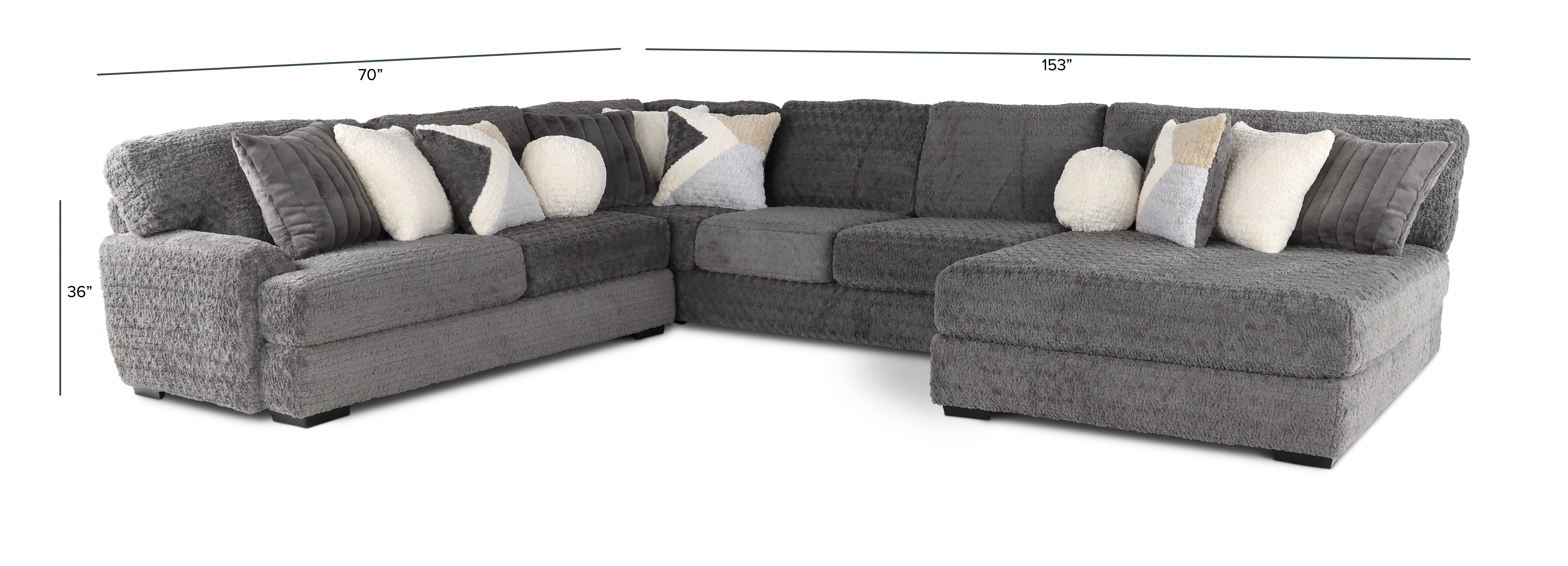 Hendrix Gray 3 Piece Sectional with Double Chaise-3
