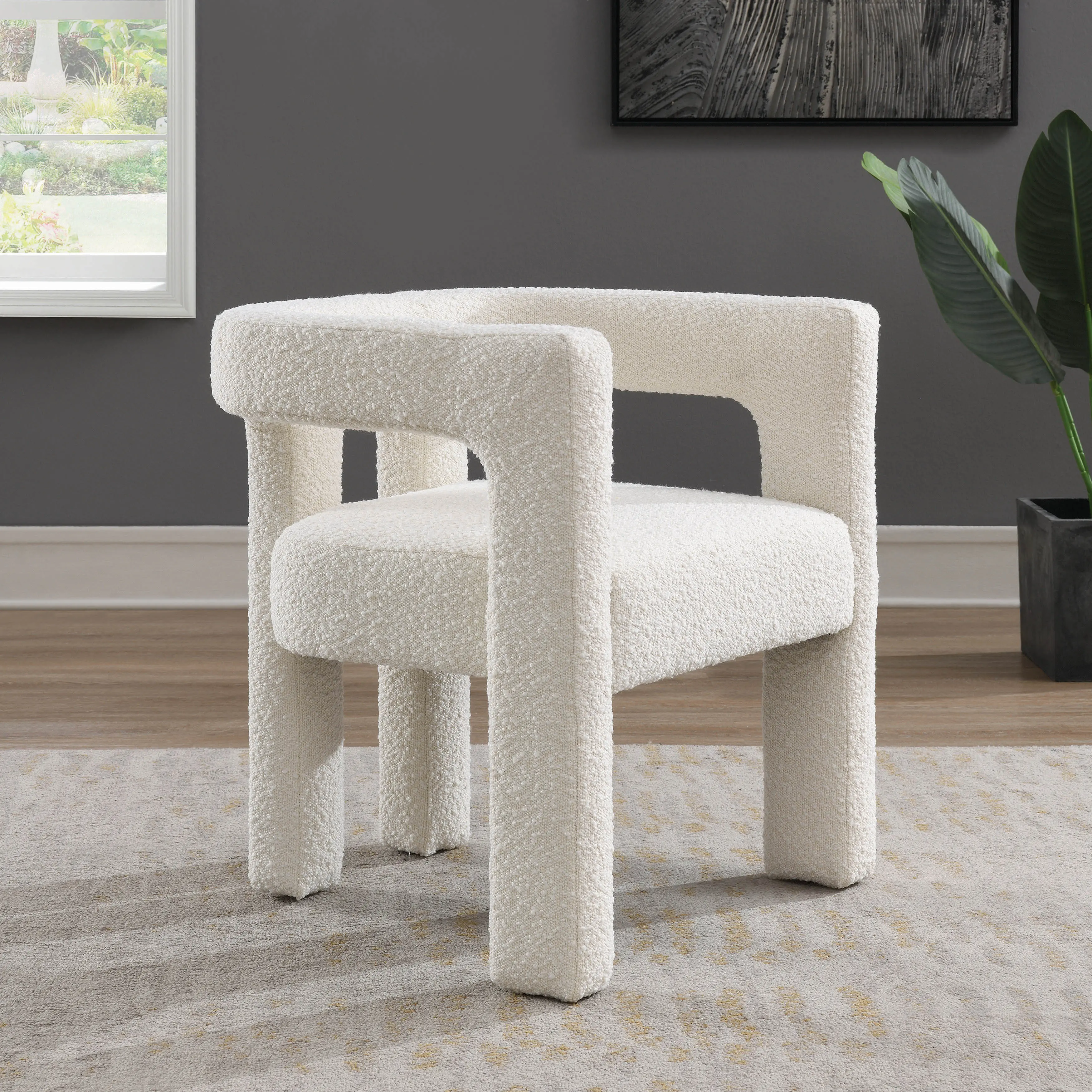 Cassie Ivory Boucle Dining Chair-2