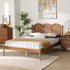 243-13444-RCW Thatcher Walnut Platform Bed with Woven Rattan Headboard