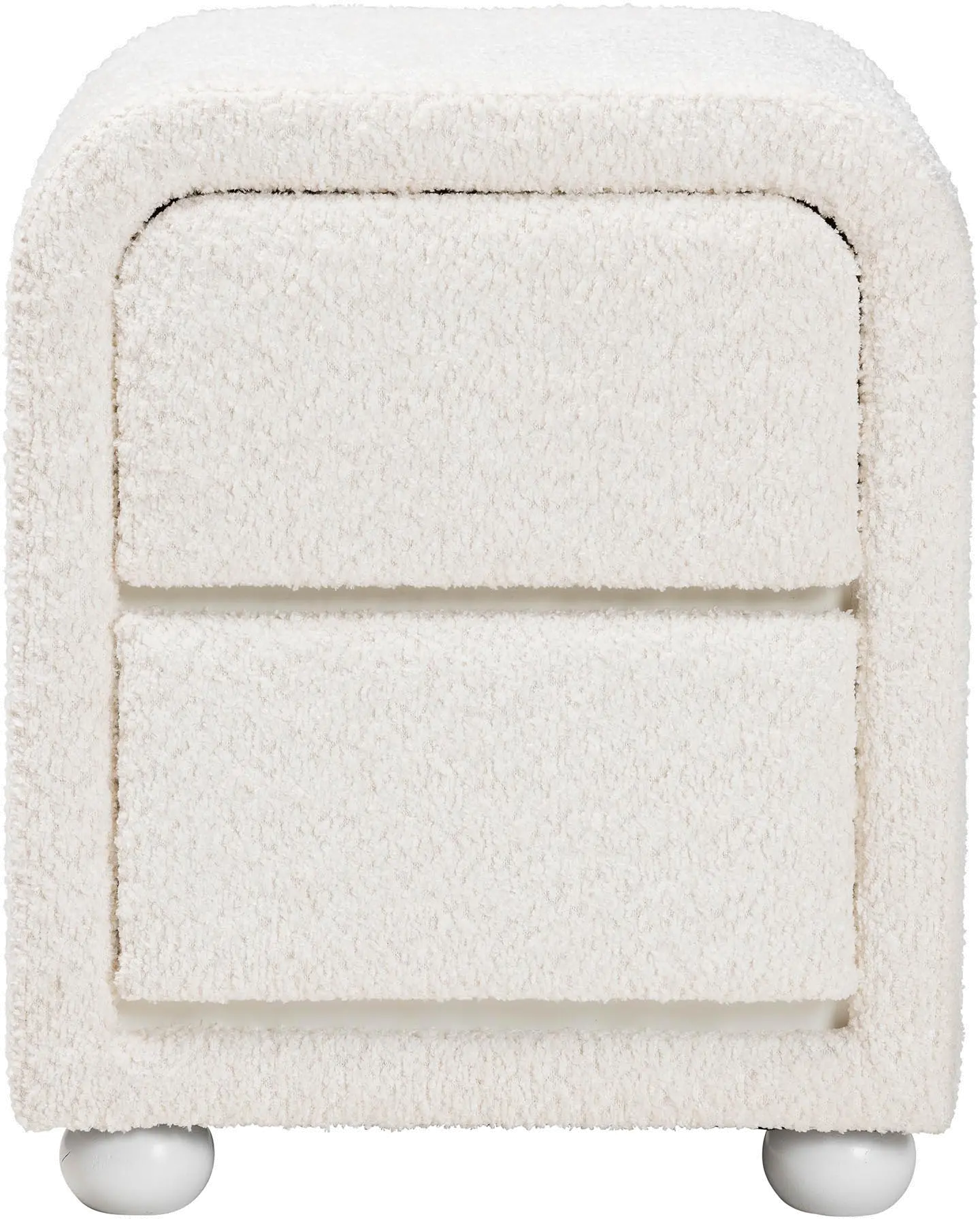 244-13651-RCW Lavina White Boucle 2-Drawer Nightstand-1