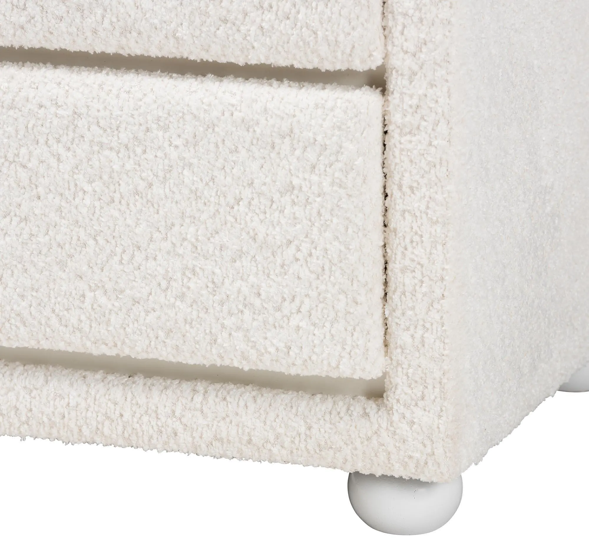 244-13651-RCW Lavina White Boucle 2-Drawer Nightstand-6