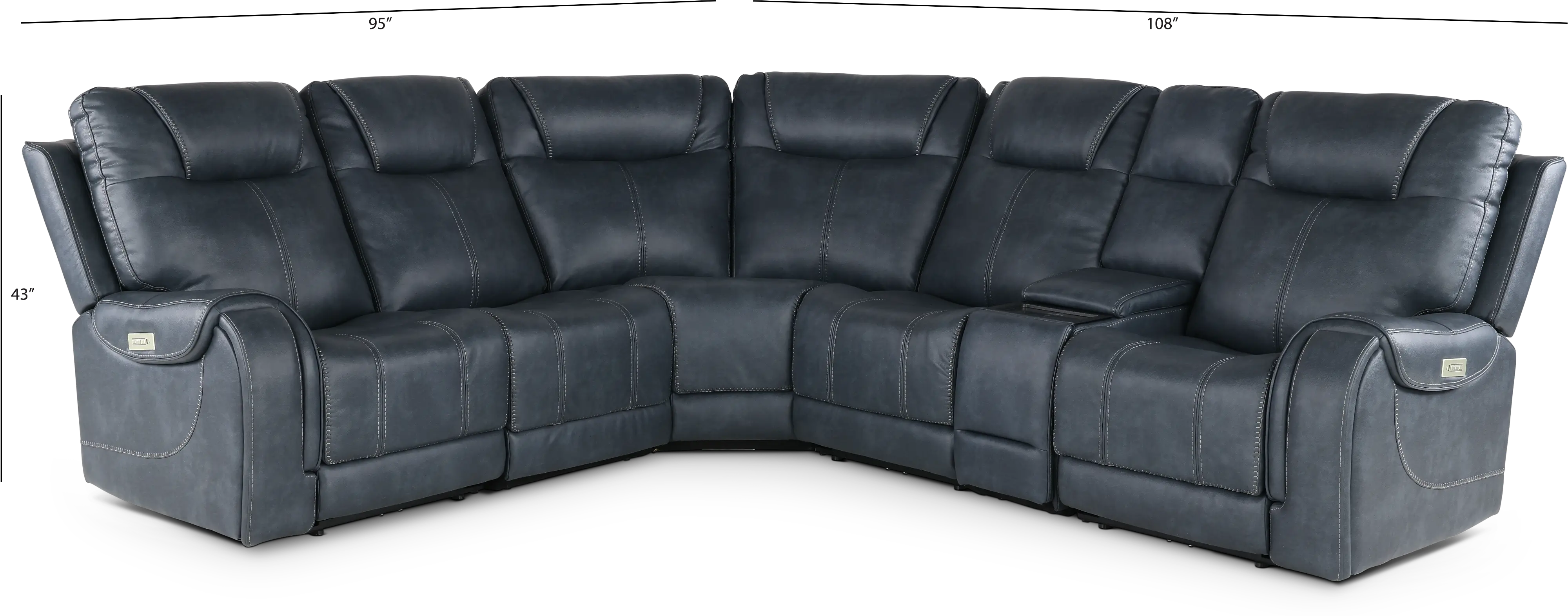 Conway Slate Gray 6 Piece Power Reclining Sectional with Audio System-3