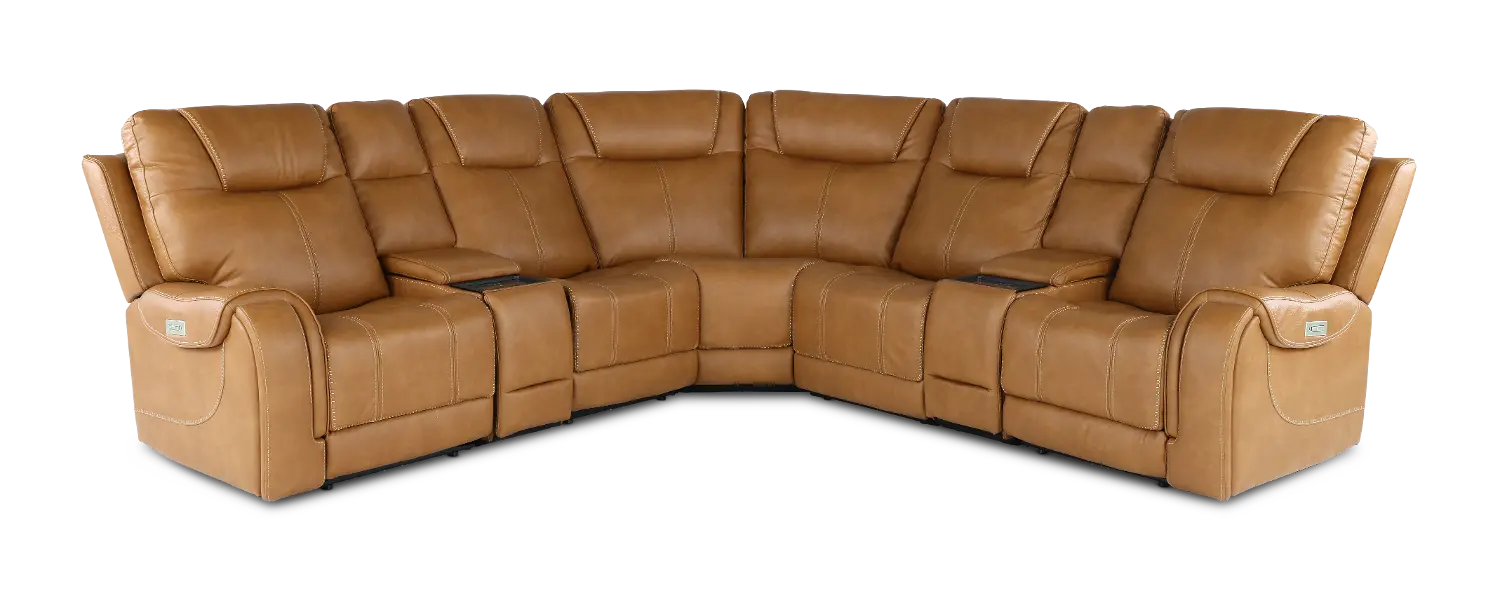 Conway Saddle Brown 7 Piece Power Reclining Sectional-1