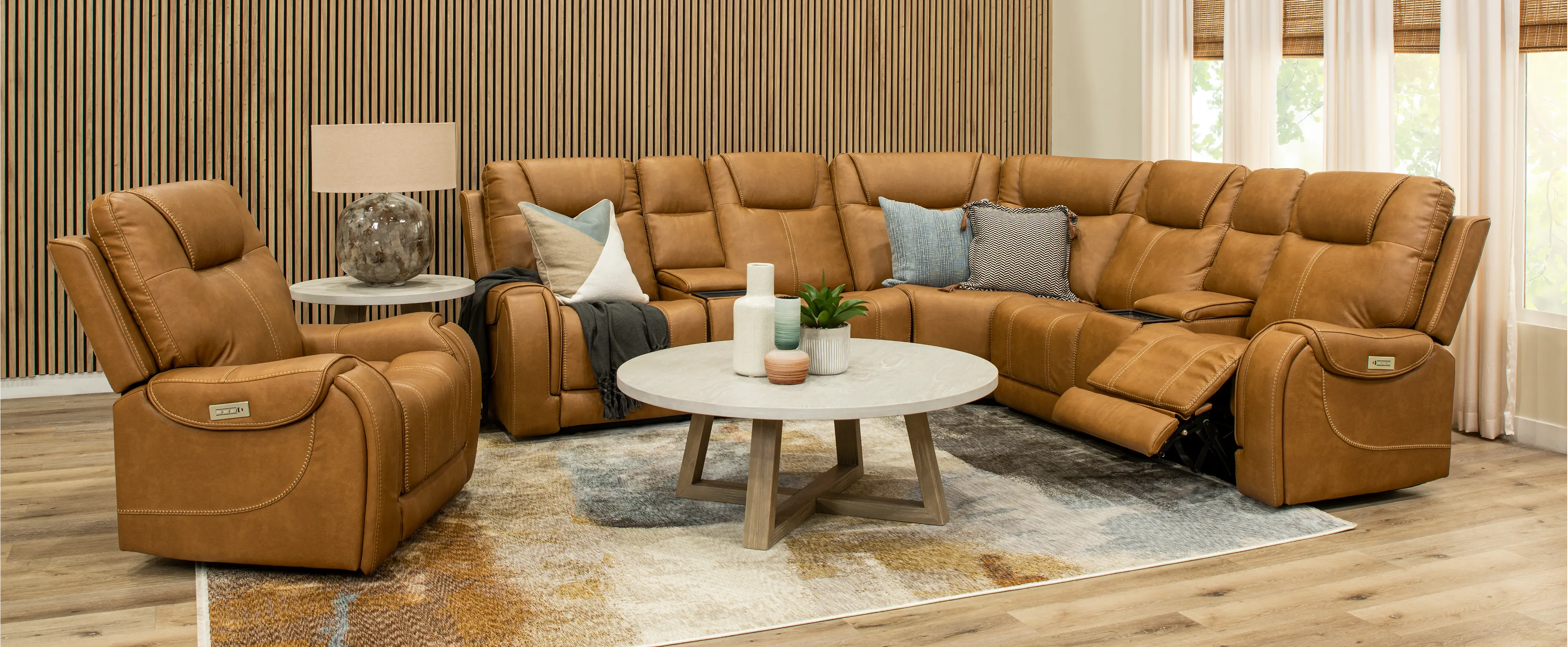 Conway Saddle Brown 7 Piece Power Reclining Sectional-2