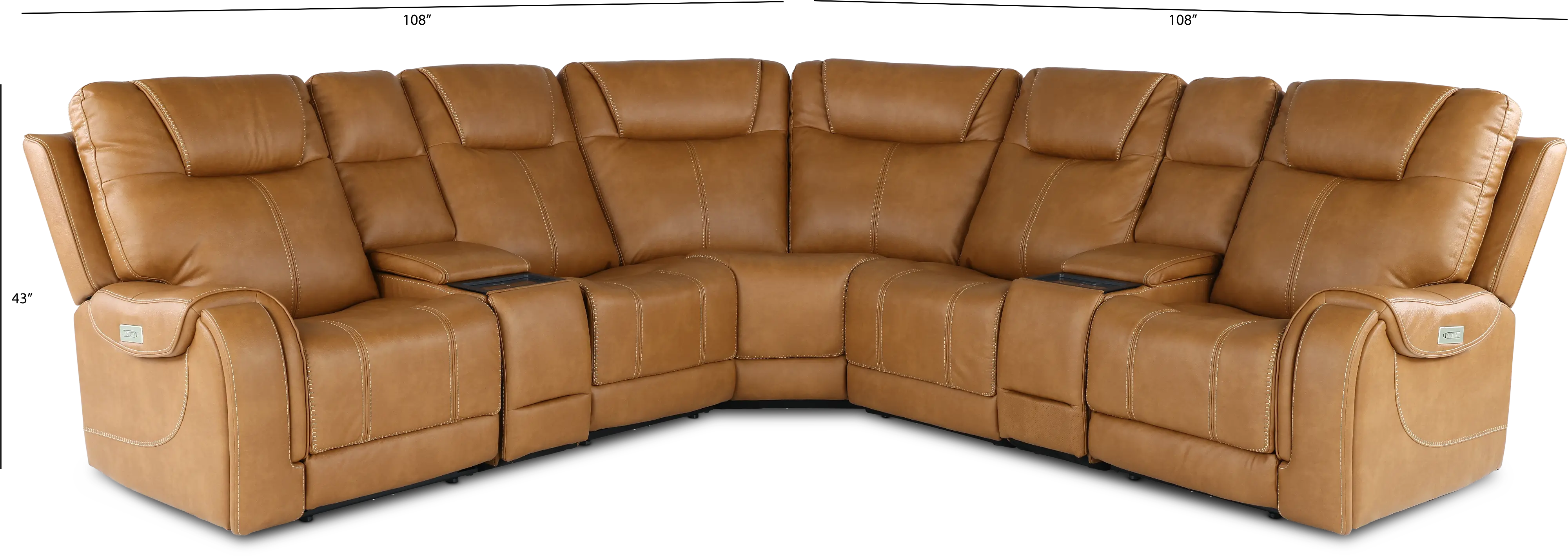 Conway Saddle Brown 7 Piece Power Reclining Sectional-3
