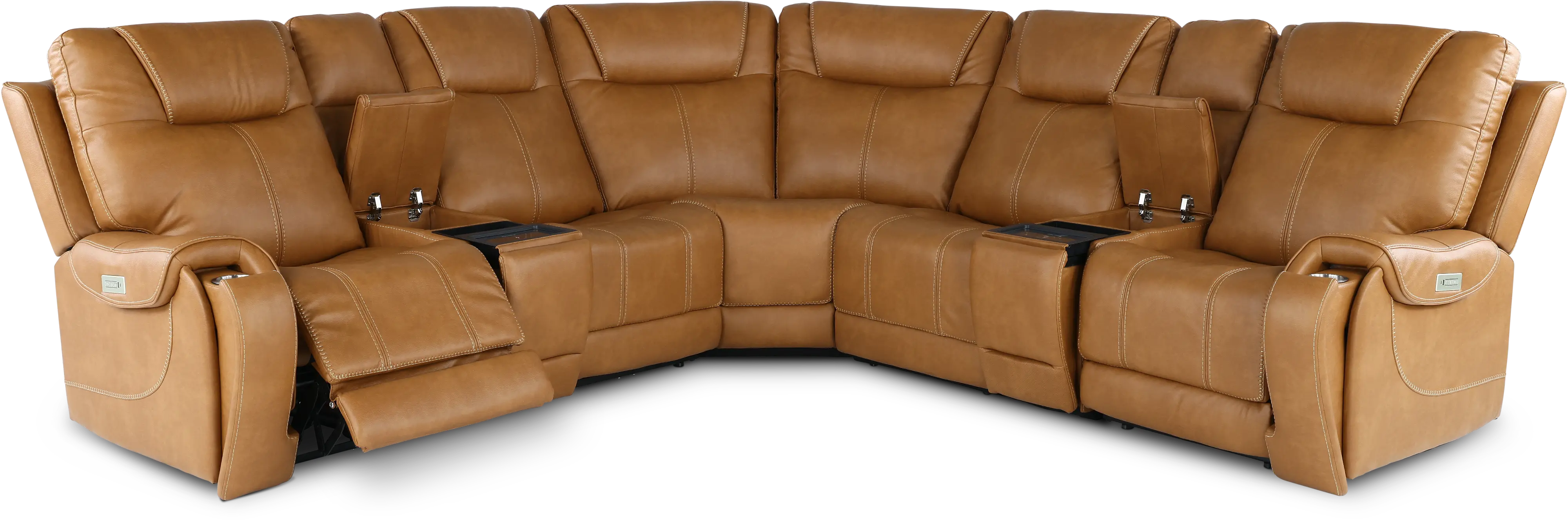 Conway Saddle Brown 7 Piece Power Reclining Sectional-4
