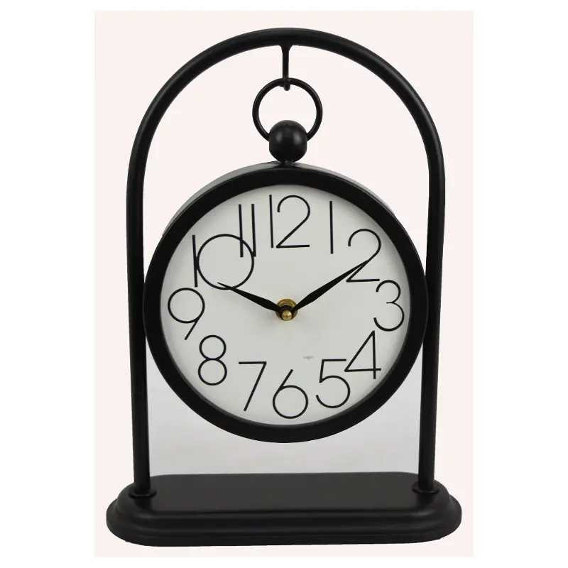 Black and Round Table Clock