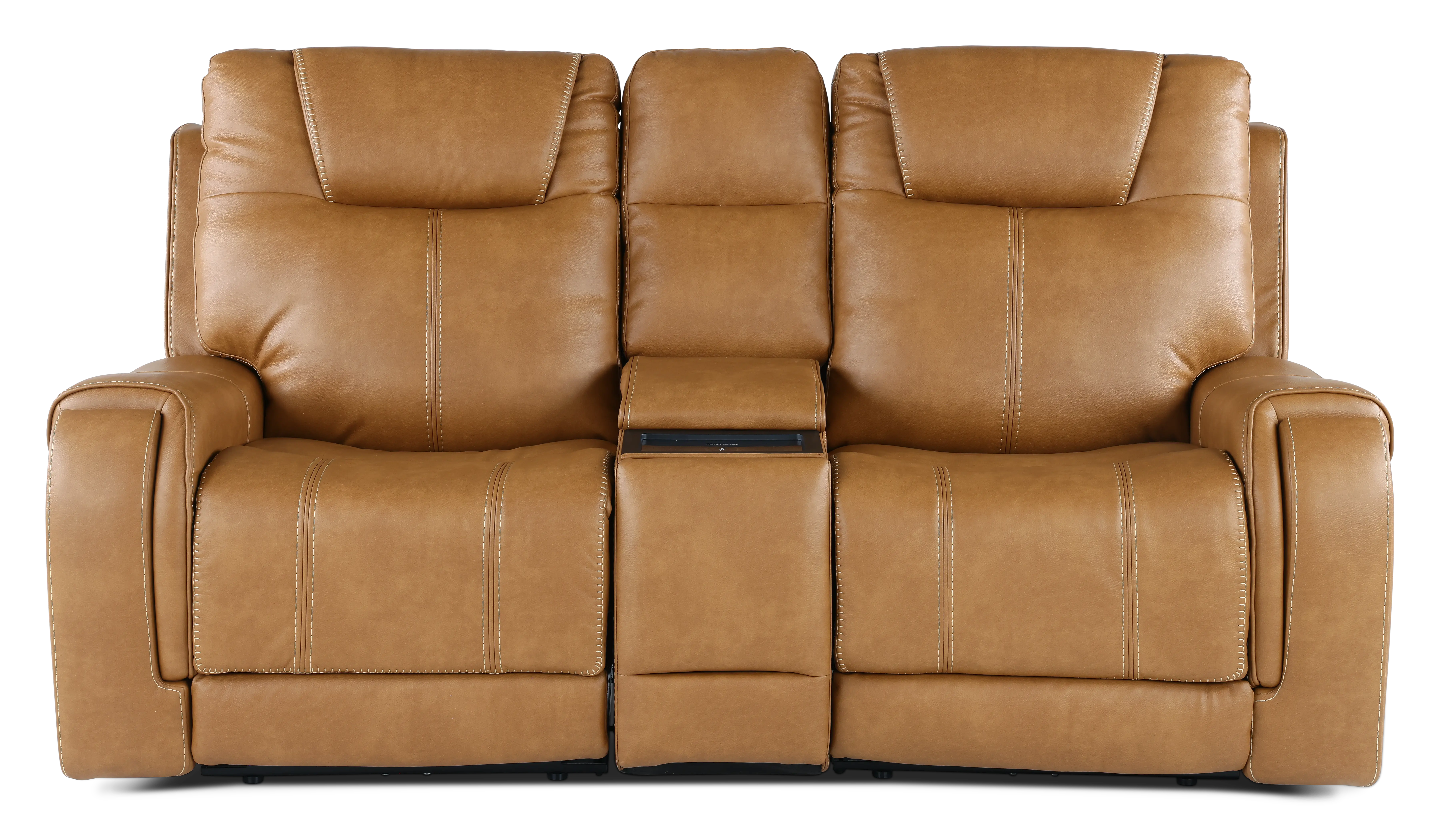 Conway Saddle Brown Power Reclining Loveseat with Console-1