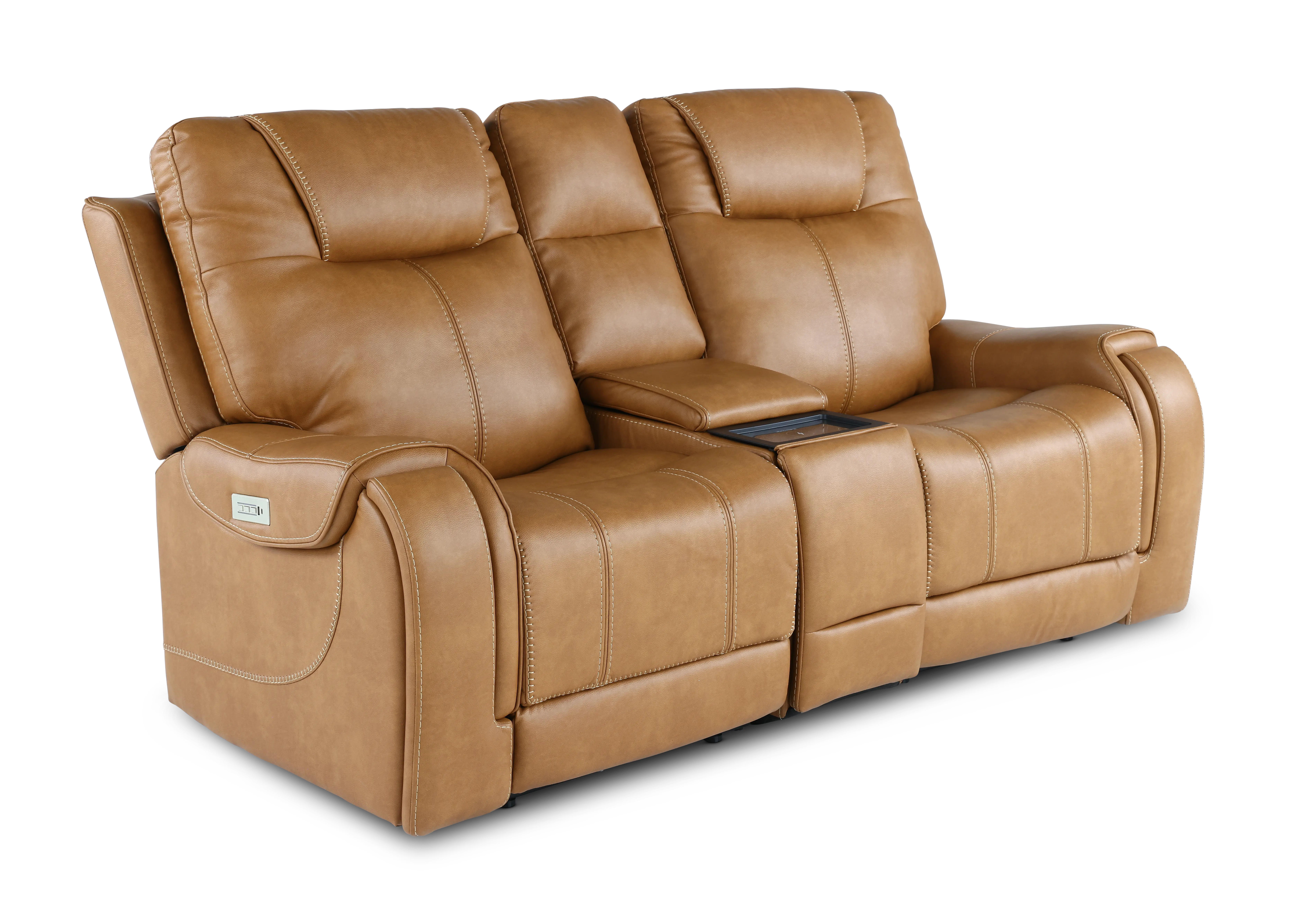 Conway Saddle Brown Power Reclining Loveseat with Console-2