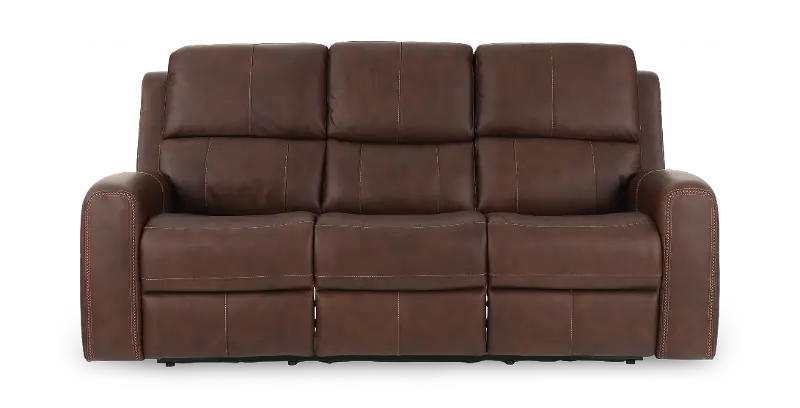 Linden Burnt Umber Power Reclining Sofa with Power Headrests