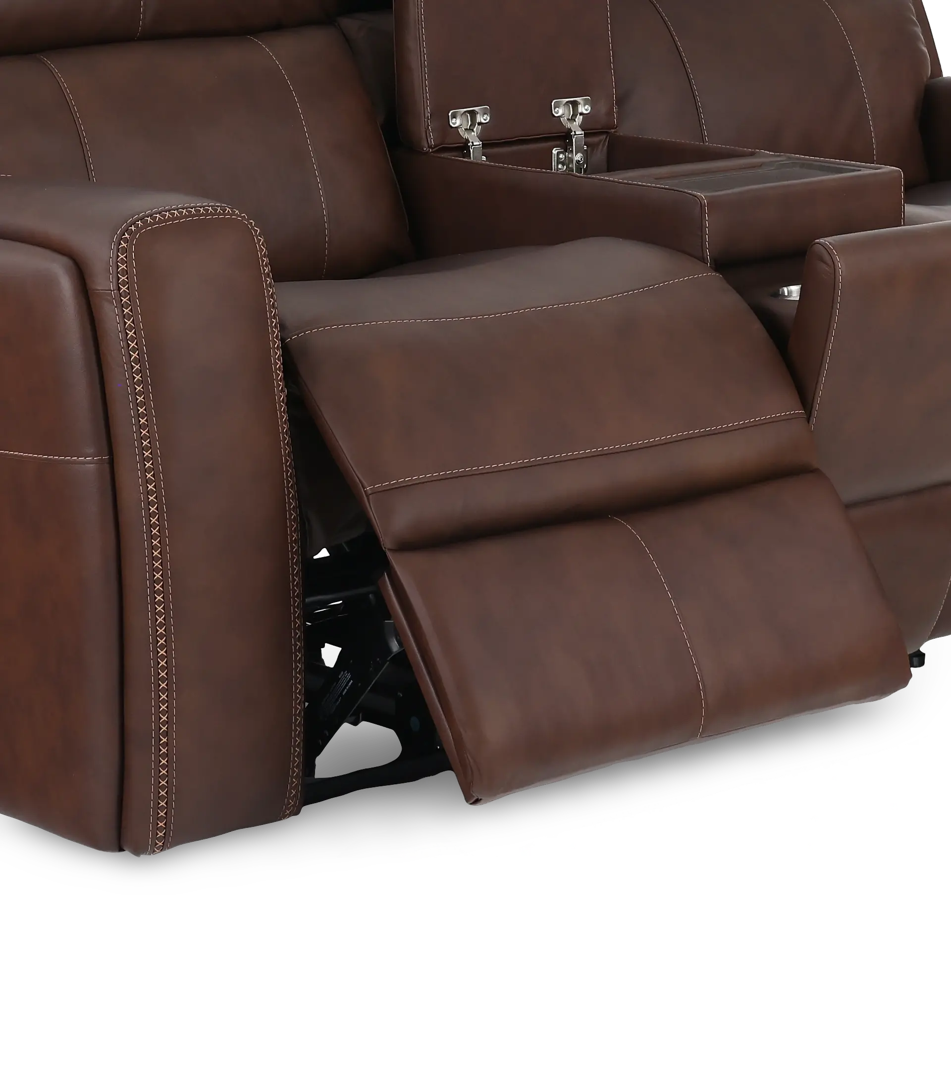 Linden Burnt Umber Power Reclining Loveseat with Console-10