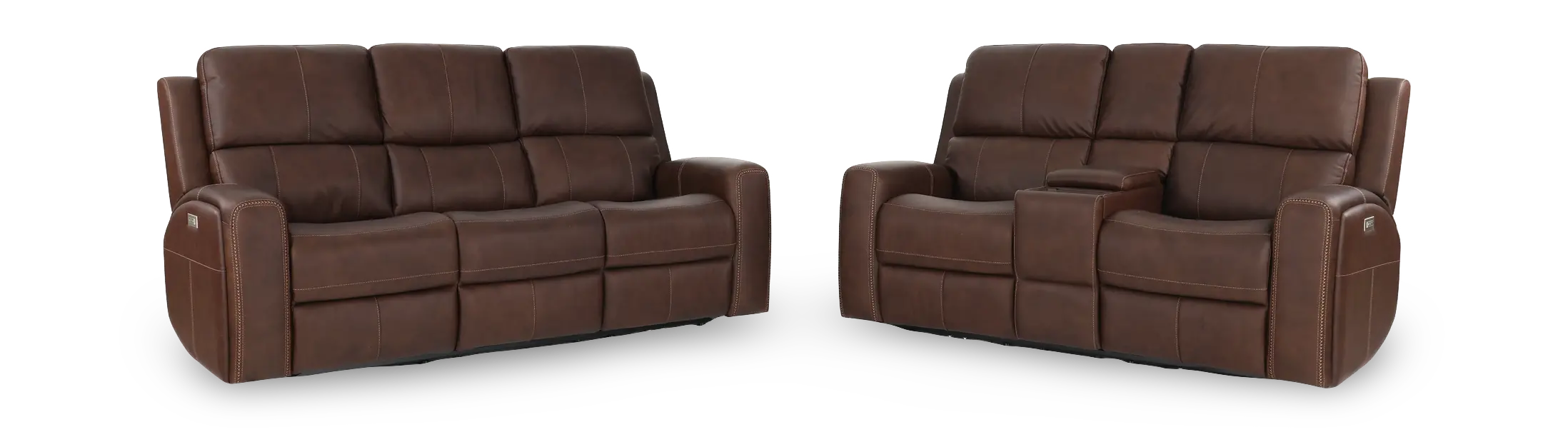 Linden Burnt Umber Power Reclining Loveseat with Console-11
