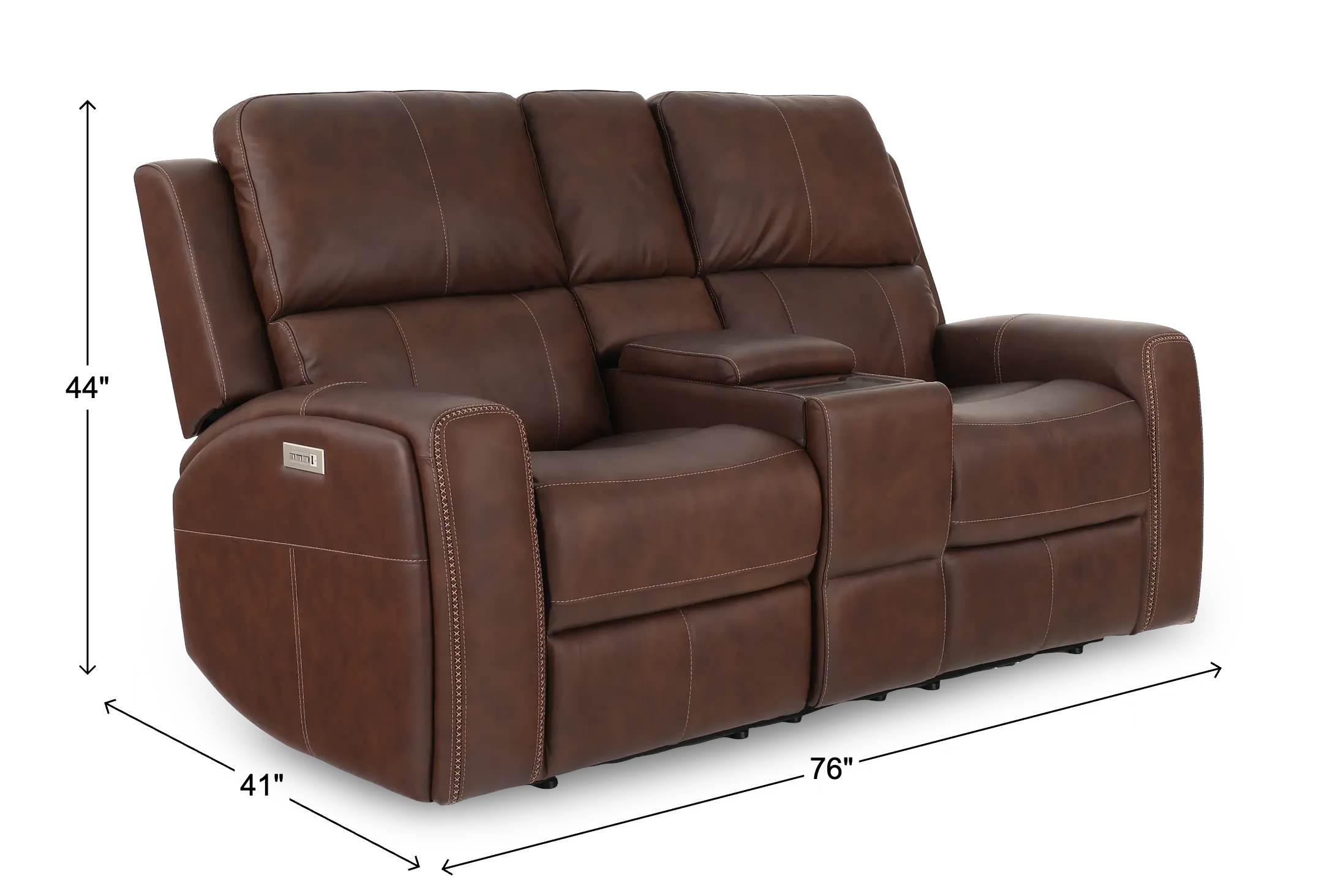 Linden Burnt Umber Power Reclining Loveseat with Console-3
