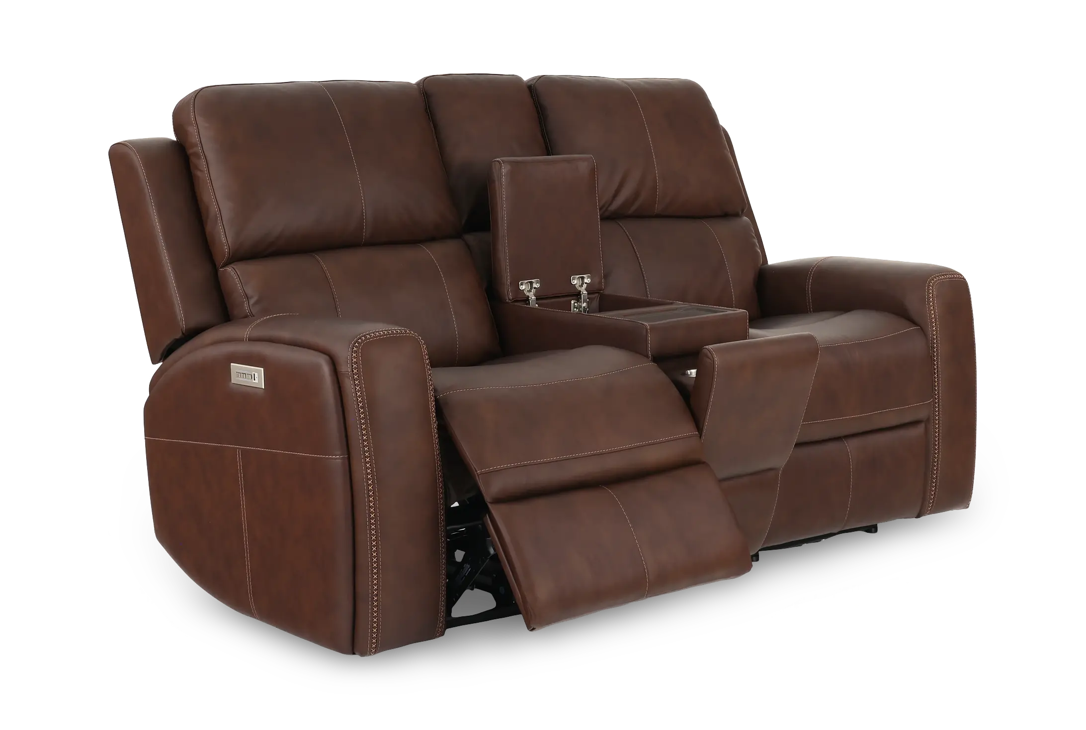 Linden Burnt Umber Power Reclining Loveseat with Console-5