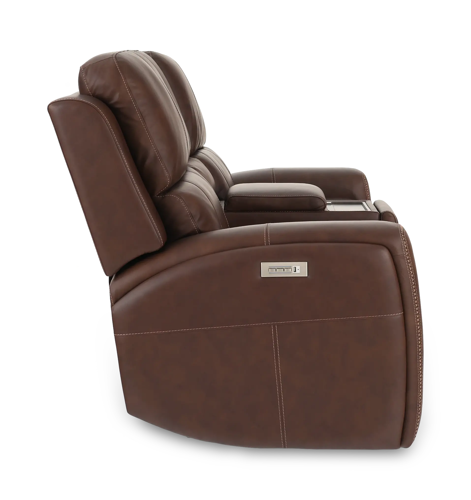 Linden Burnt Umber Power Reclining Loveseat with Console-6