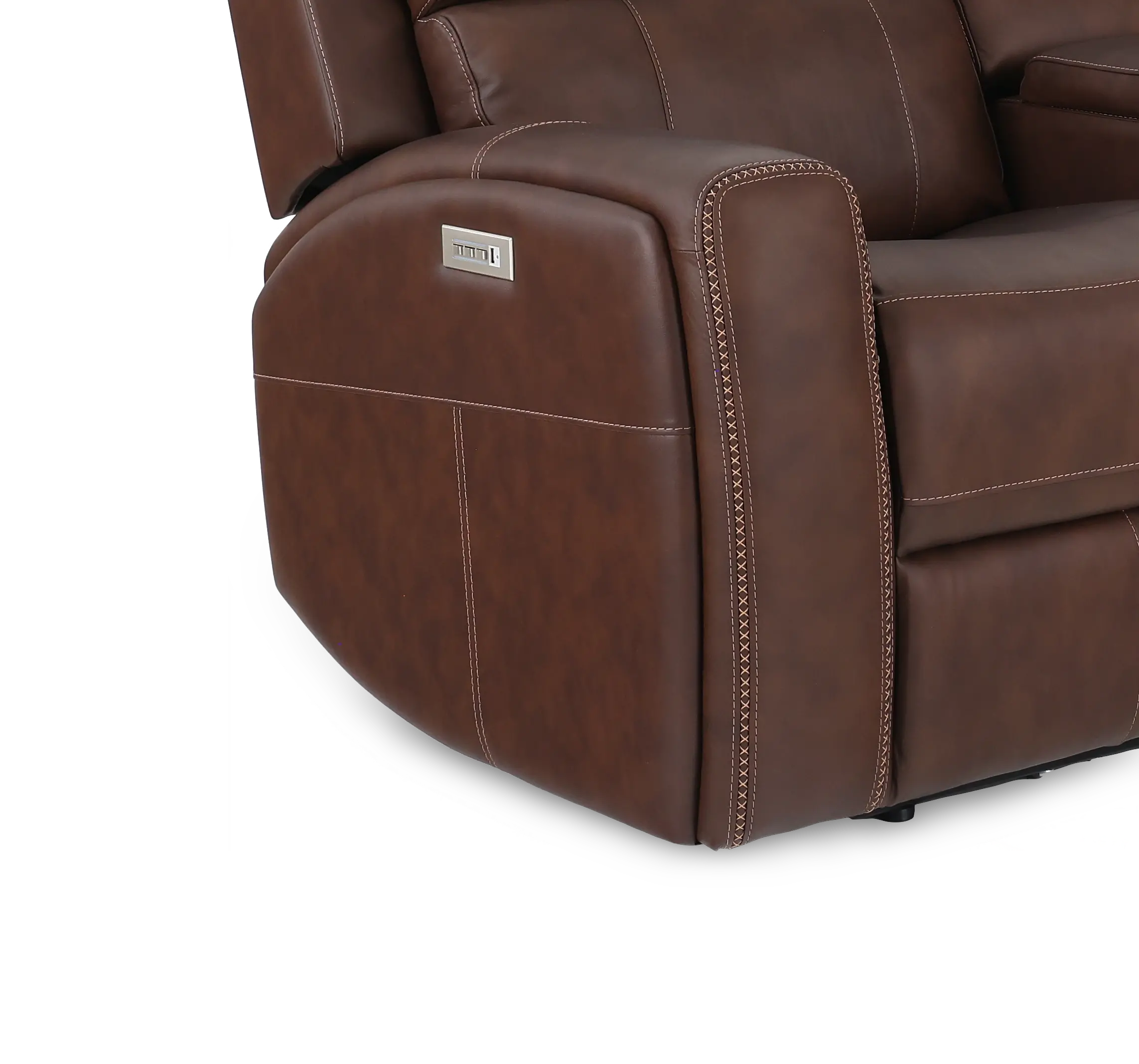 Linden Burnt Umber Power Reclining Loveseat with Console-8