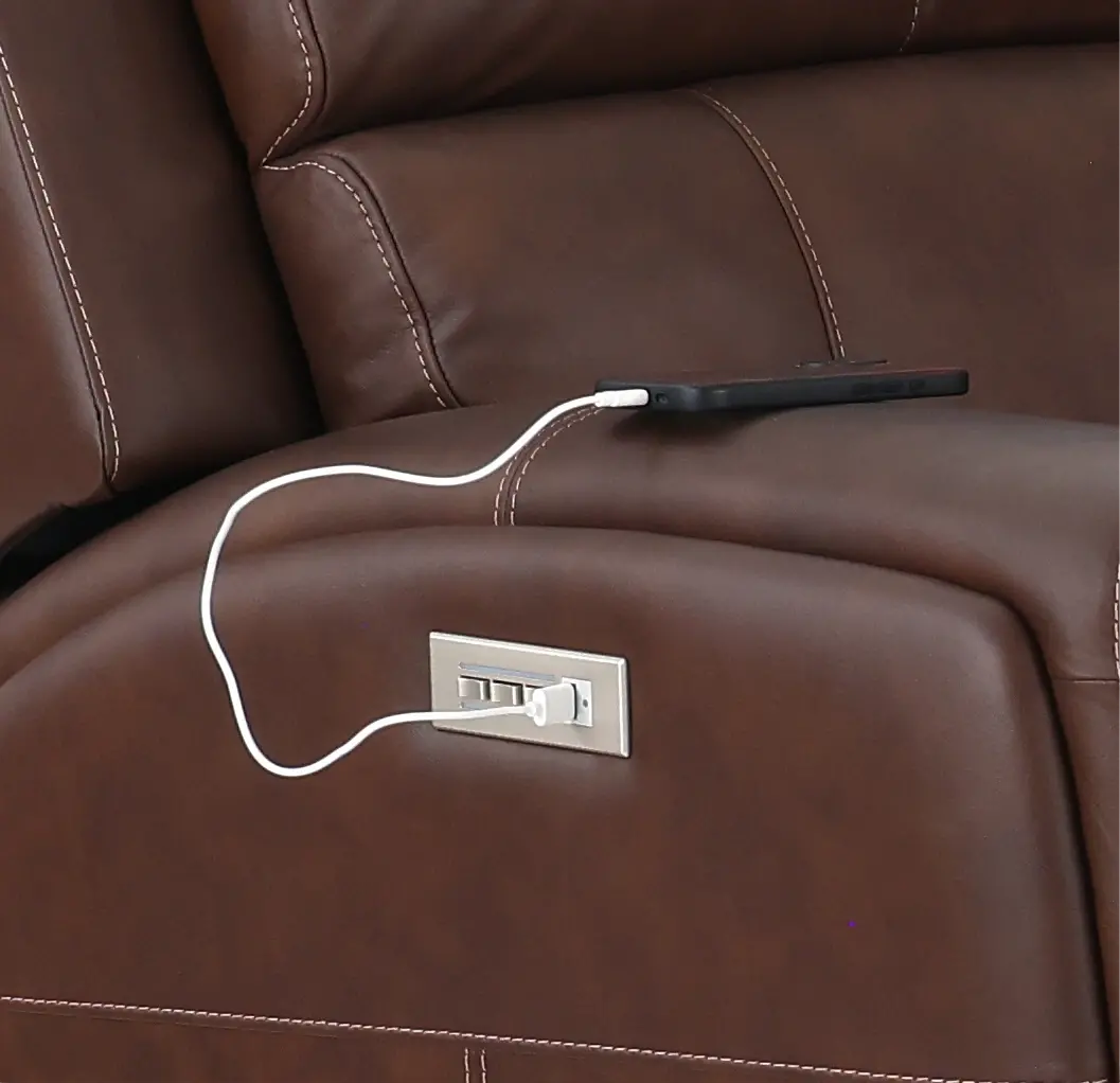 Linden Burnt Umber Power Reclining Loveseat with Console-9