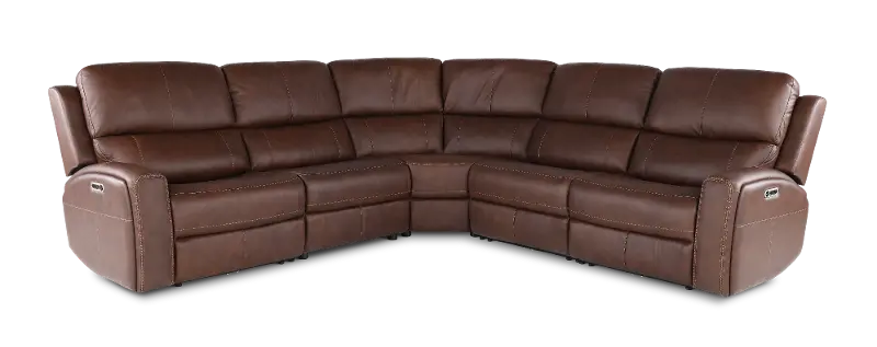 Linden Burnt Umber 5 Piece Power Reclining Sectional