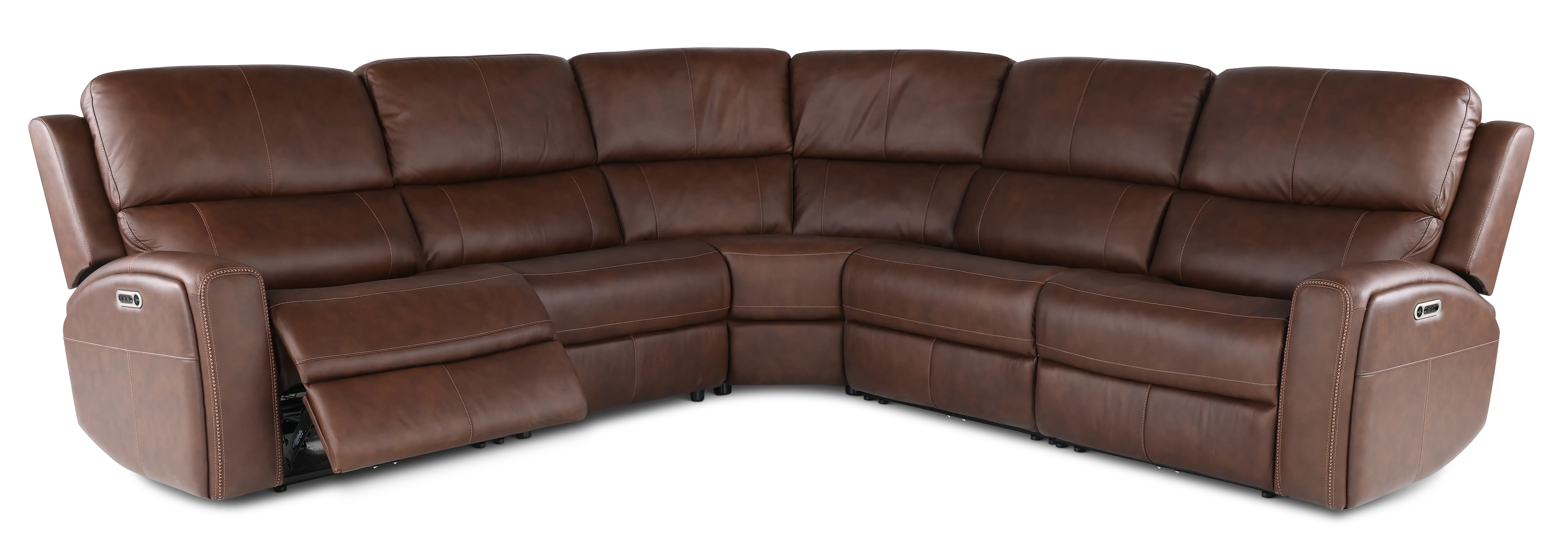 Linden Burnt Umber 5 Piece Power Reclining Sectional-2