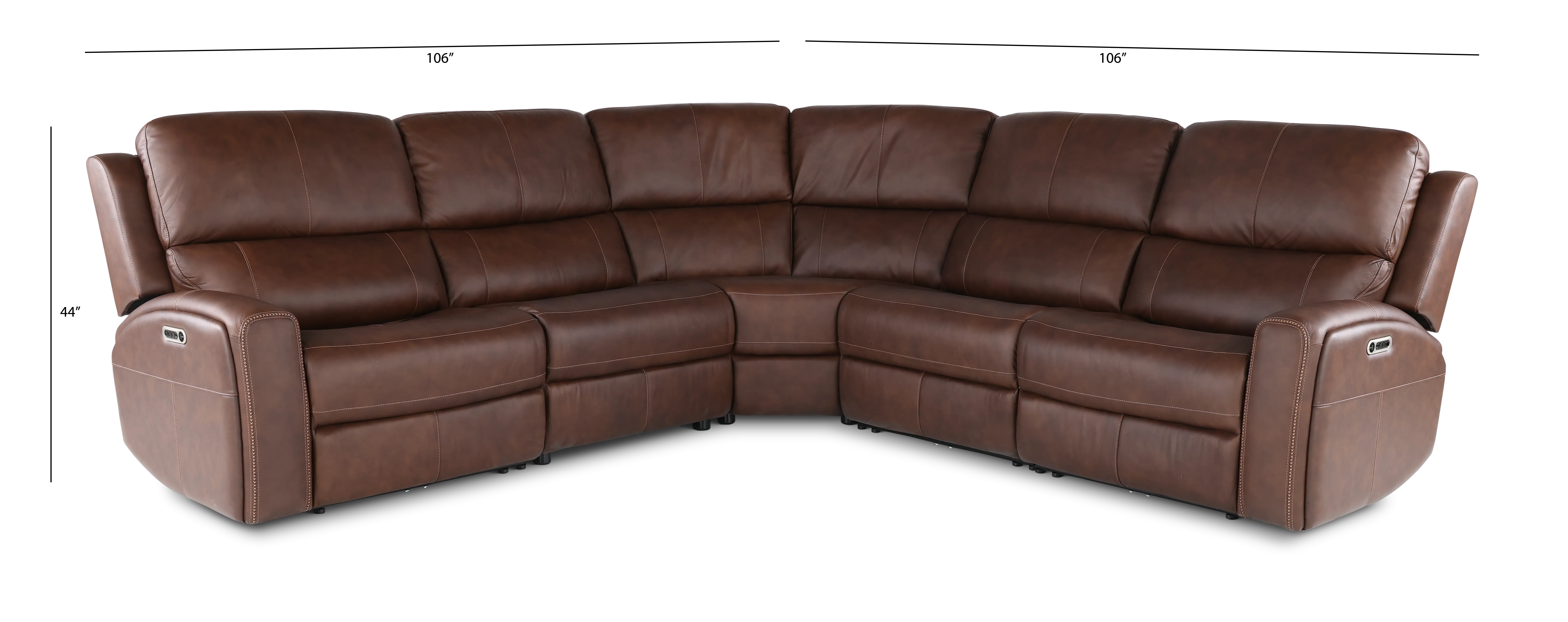 Linden Burnt Umber 5 Piece Power Reclining Sectional-3