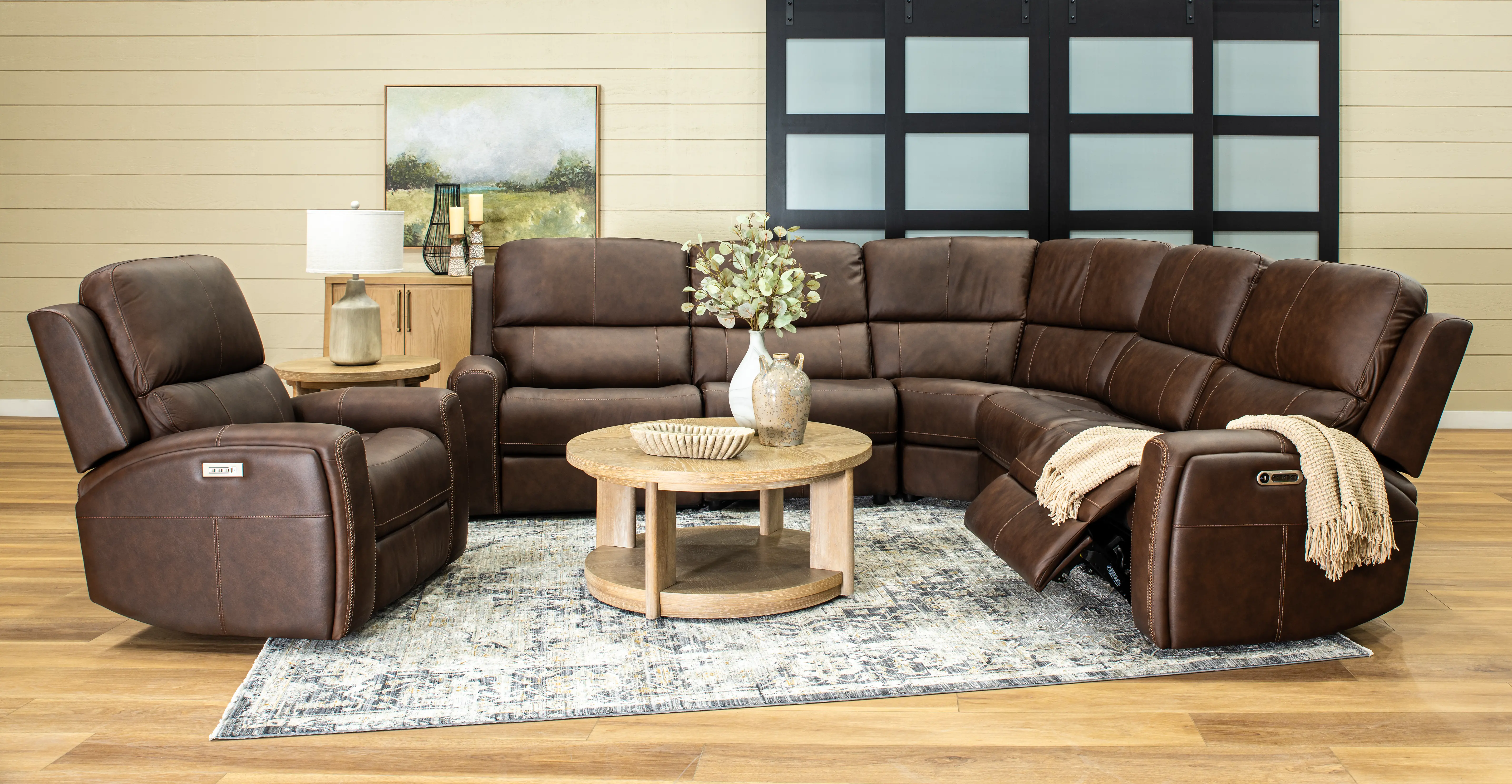 Linden Burnt Umber 5 Piece Power Reclining Sectional-7