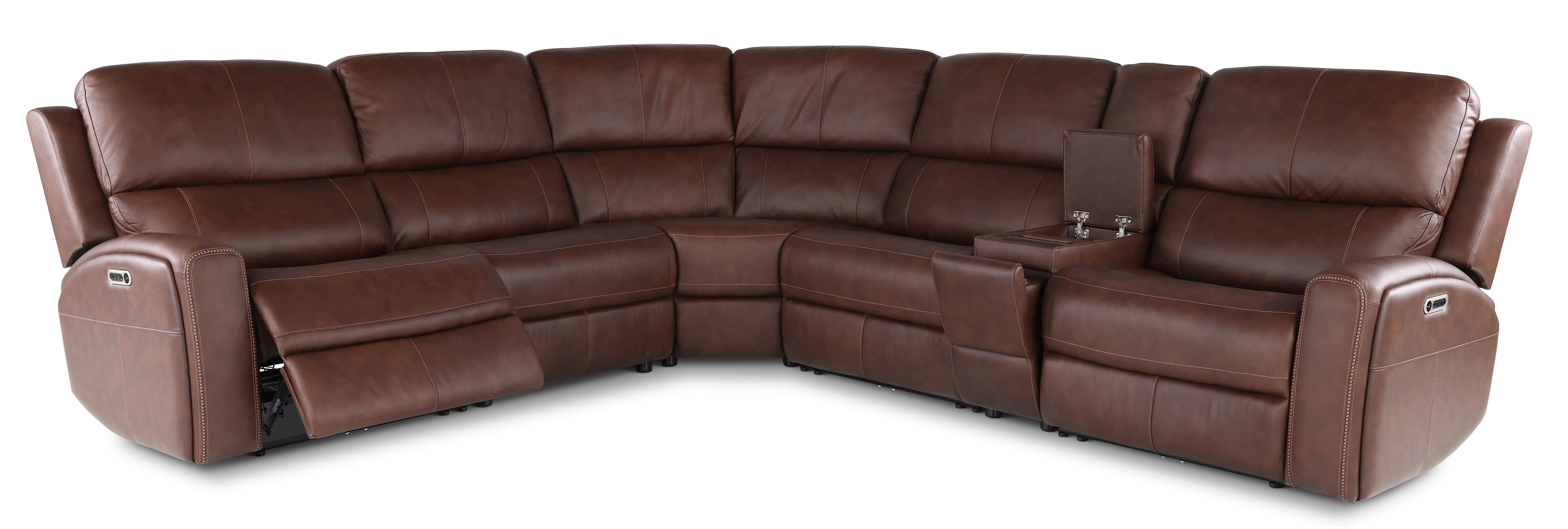 Linden Burnt Umber 6 Piece Power Reclining Sectional-2